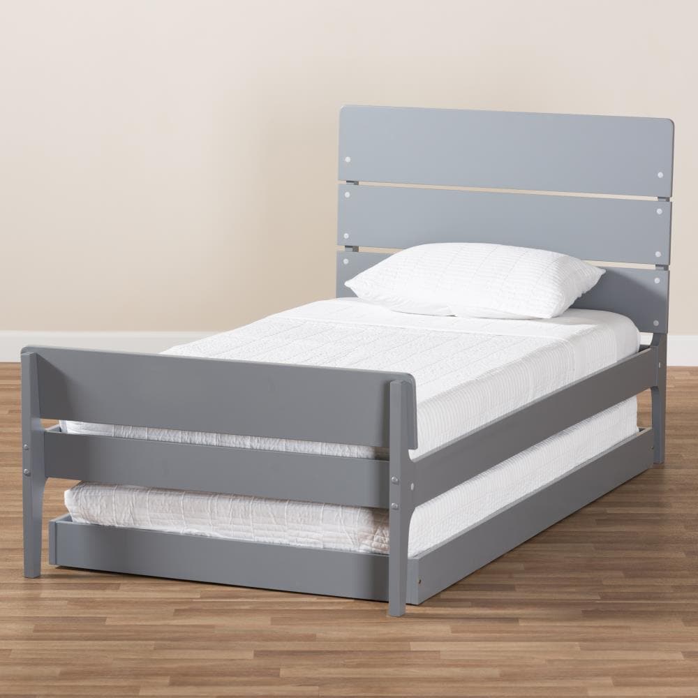 Baxton Studio Nereida Grey Twin Wood Trundle Bed At Lowes.com