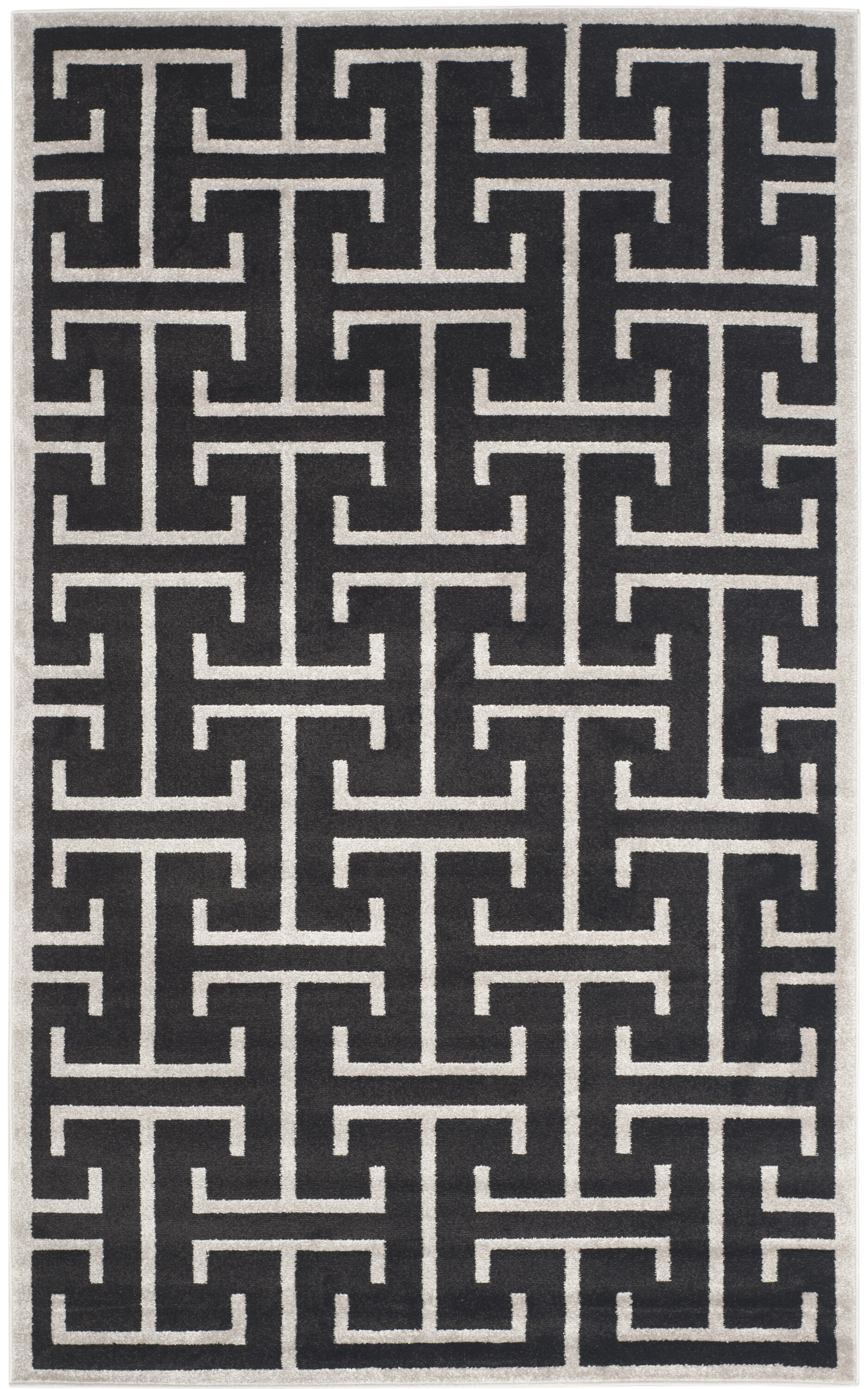 Hand-Knotted Reversible Black Cotton Blend 59" Area Rug