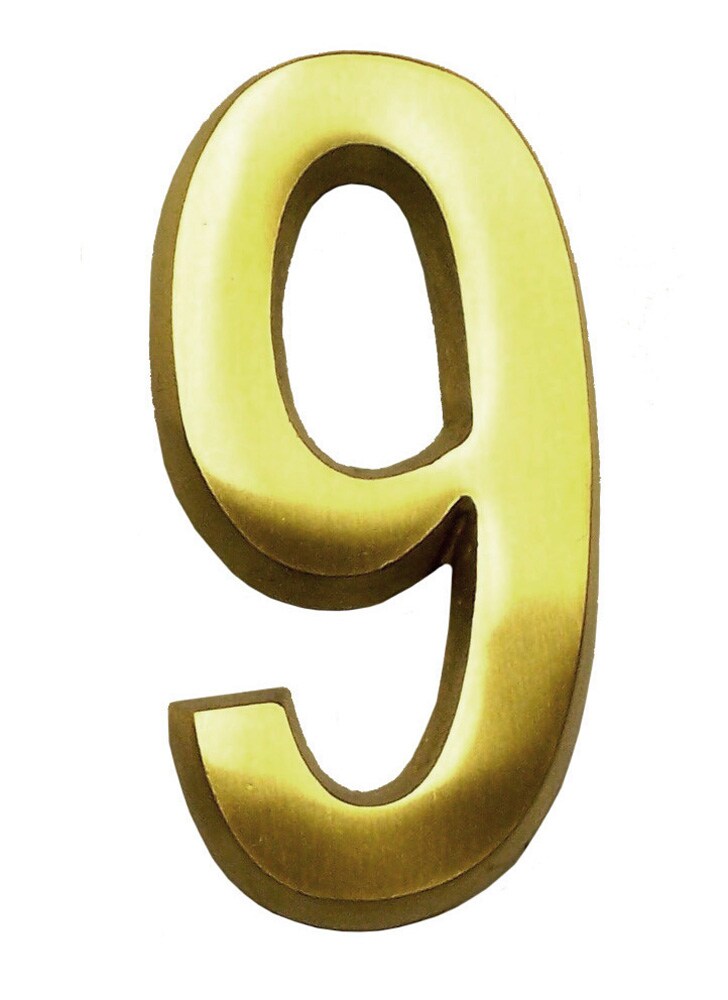 Gaines Manufacturing CB-9 SoftCurve 4-in Polished brass Number 9