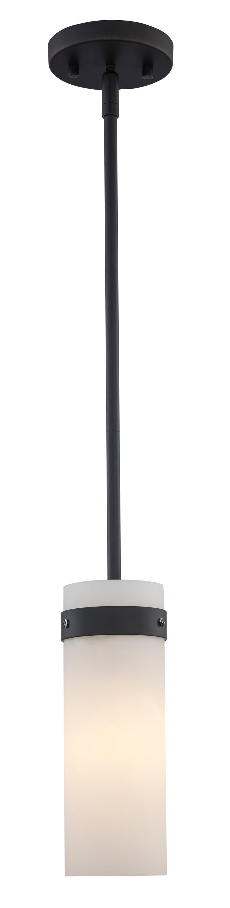 Trans Globe PND-2176 BK Crosby 1 -Light Black Traditional Frosted glass Cylinder Mini Hanging Pendant light