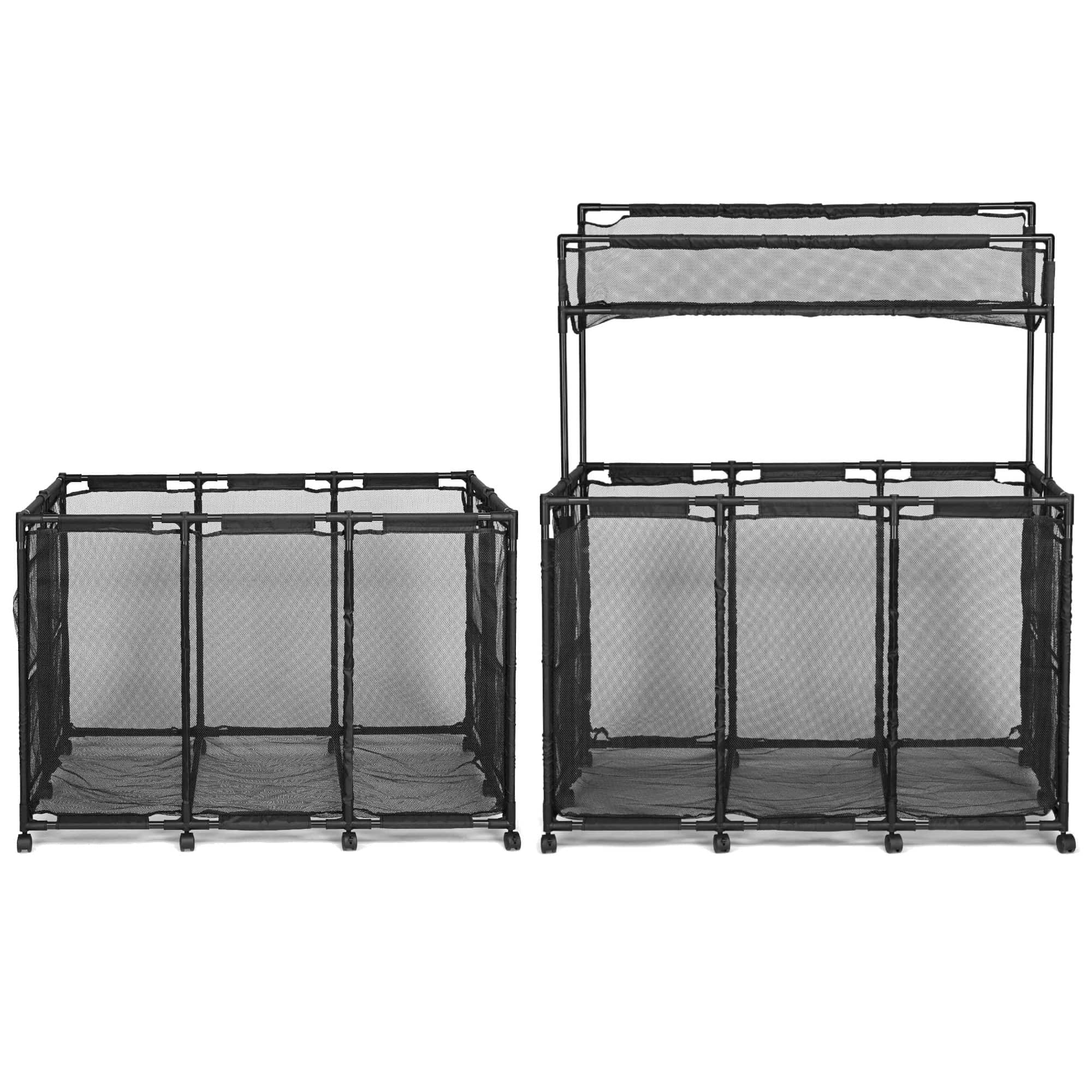 Yescom 06PSBSET002-47-06-LO 2 Pack Mesh Pool Toy Storage Bin Rolling Cart with Wheels Noodle Holder