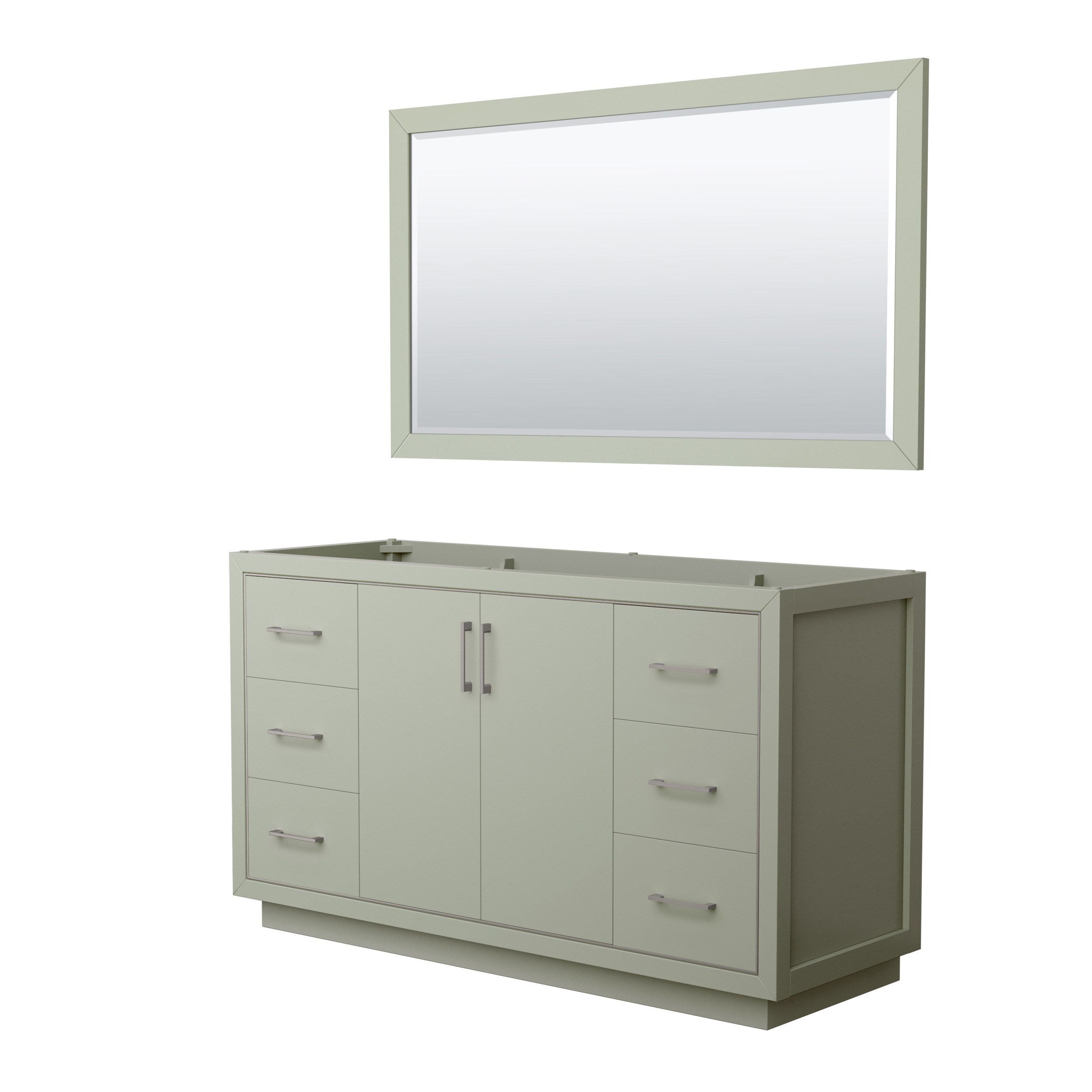 Wyndham Collection WCF111160SLGCXSXXM58 Icon 60-in Light Green with Brushed Nickel Trim Bathroom Vanity Base Cabinet without Top (Mirror Included)