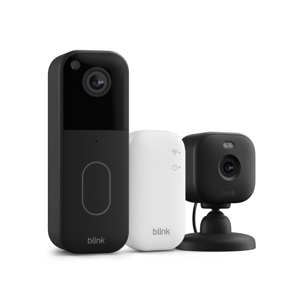 Blink  Video Doorbell + Mini 2 Plug-in Smart Security Camera, Black Bundle (Sync Core Module Included)