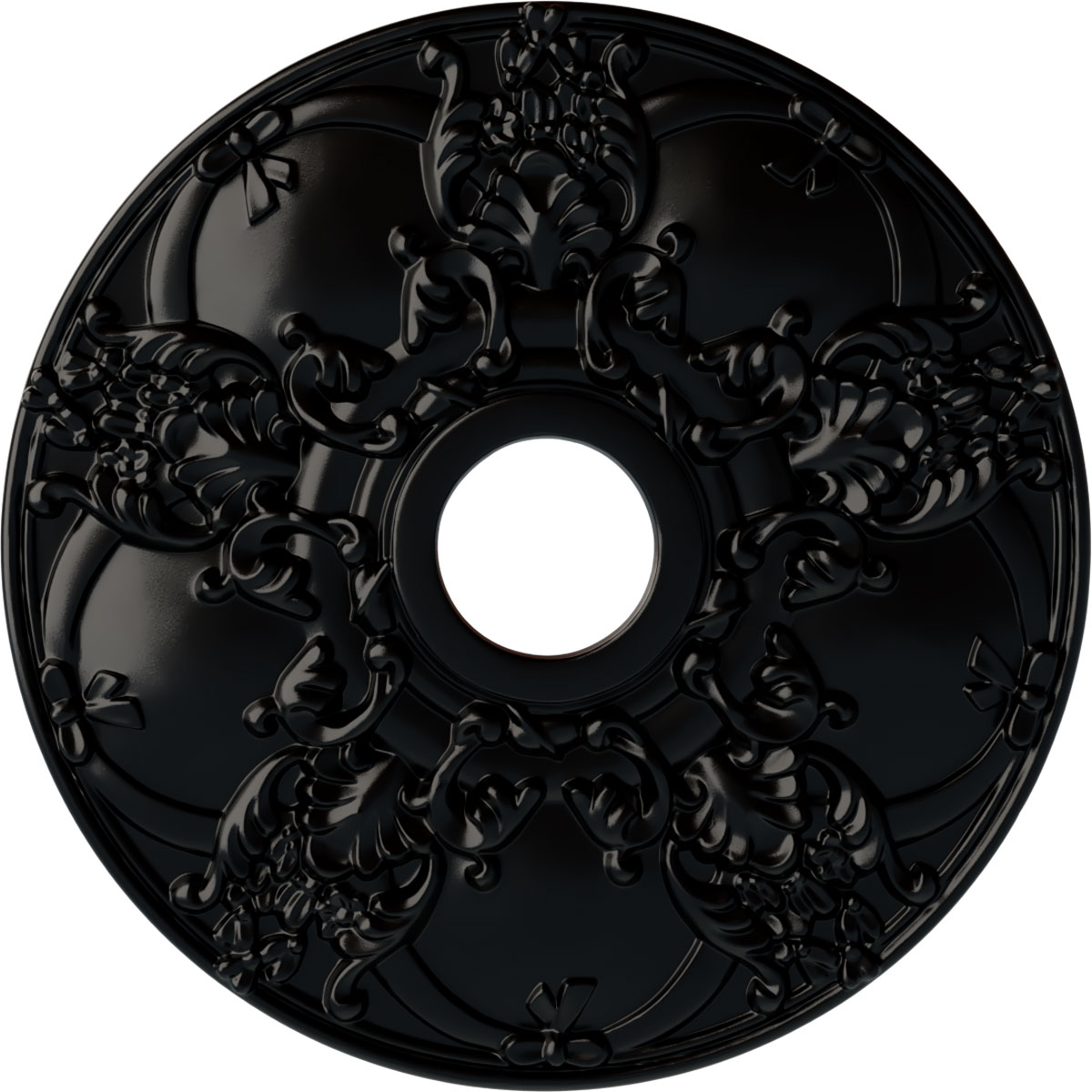 Ekena Millwork CM18NOBLF Norwich 18-in W x 18-in L Painted Jet Black Polyurethane Whole Ceiling Medallion