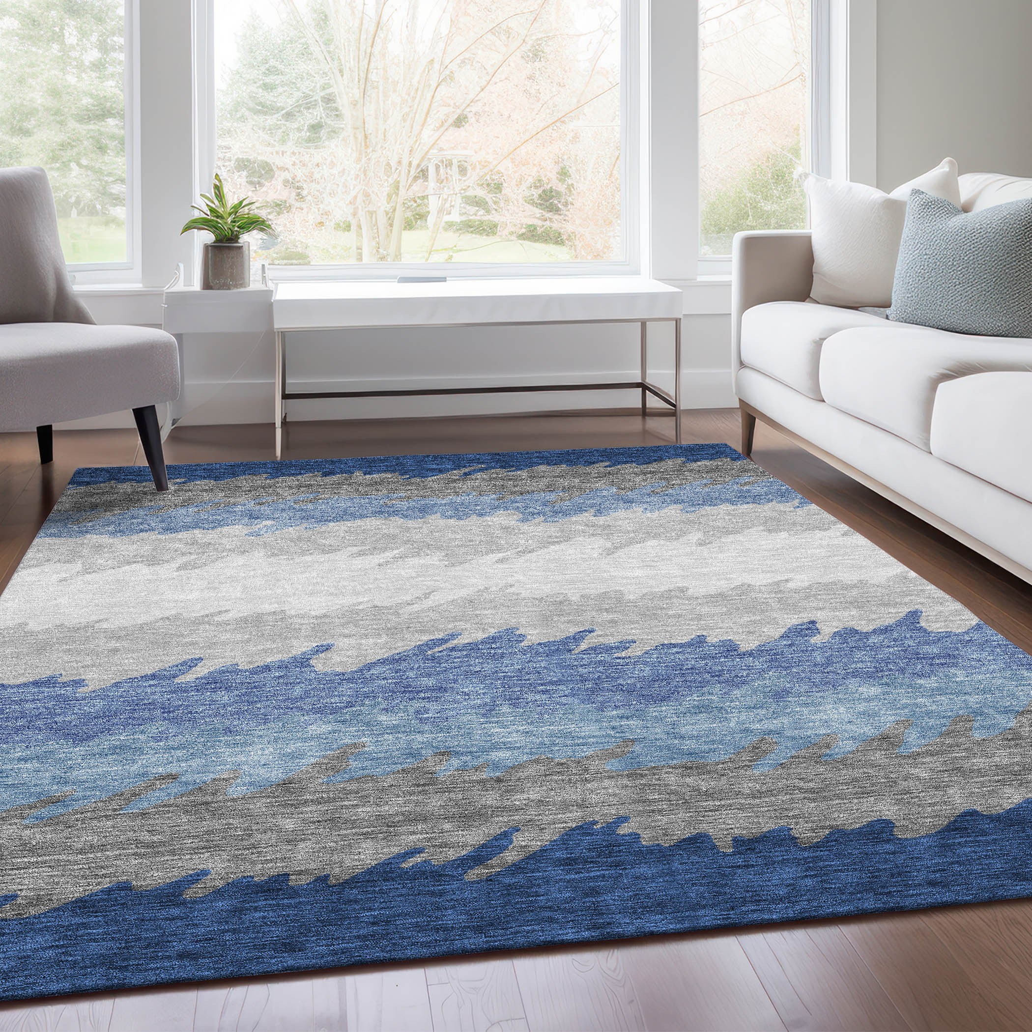 Addison Rugs ACN736NA10X14 Chantille ACN736NA 10 x 14 (ft) Polyester Navy Rectangular Indoor/Outdoor Geometric Machine washable Area rug
