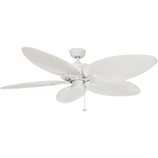 Indoor Outdoor Ceiling Fan, White Leaf Blade Ceiling Fan