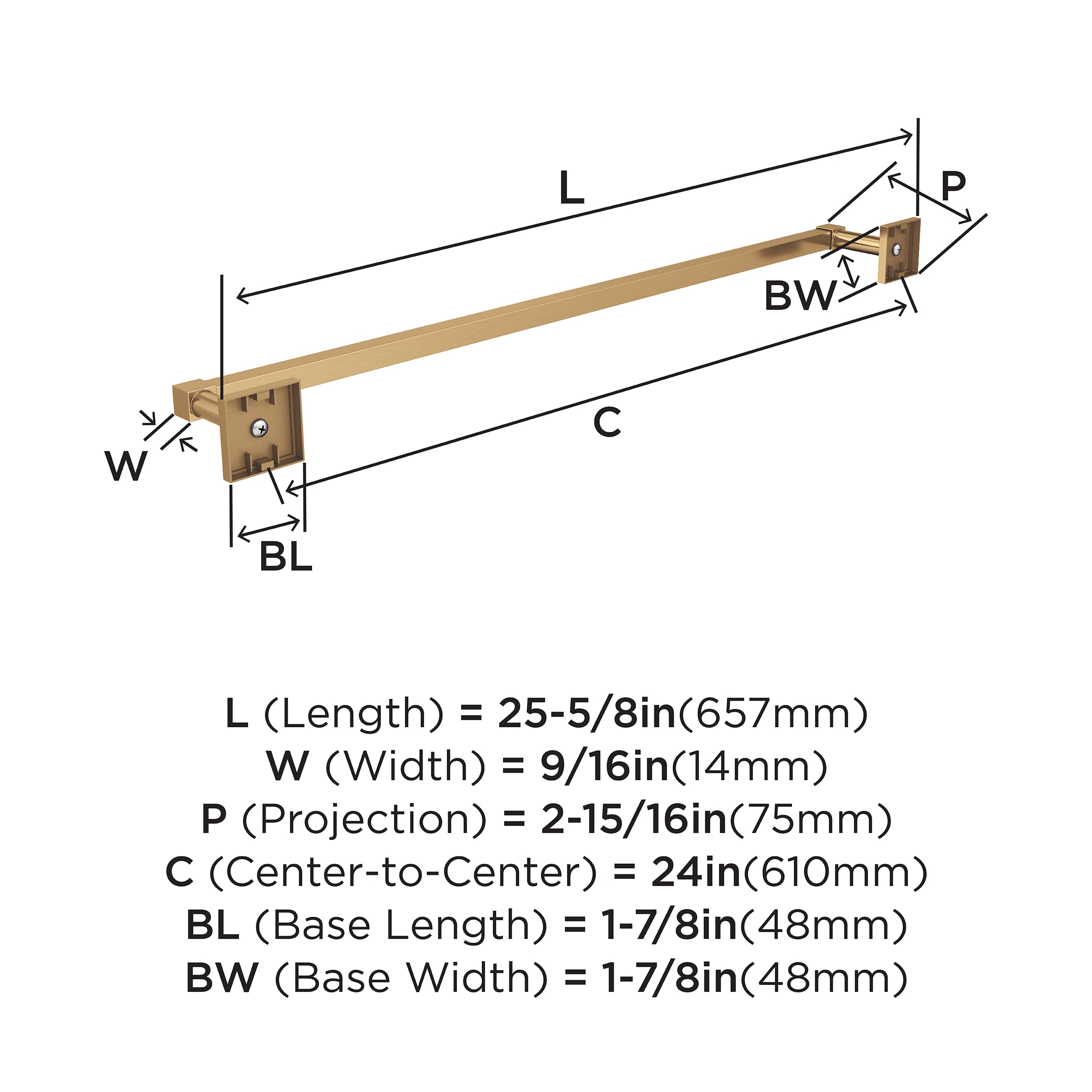 Champagne Bronze 24-Inch Wall Mounted Towel Bar