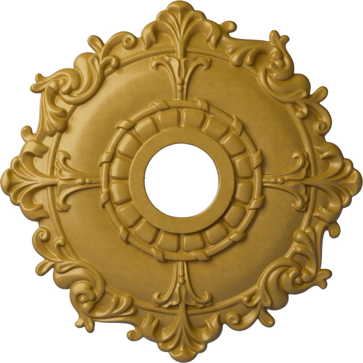 Ekena Millwork CM18RLIGS Riley 18-in W x 18-in L Painted Iridescent Gold Polyurethane Whole Ceiling Medallion