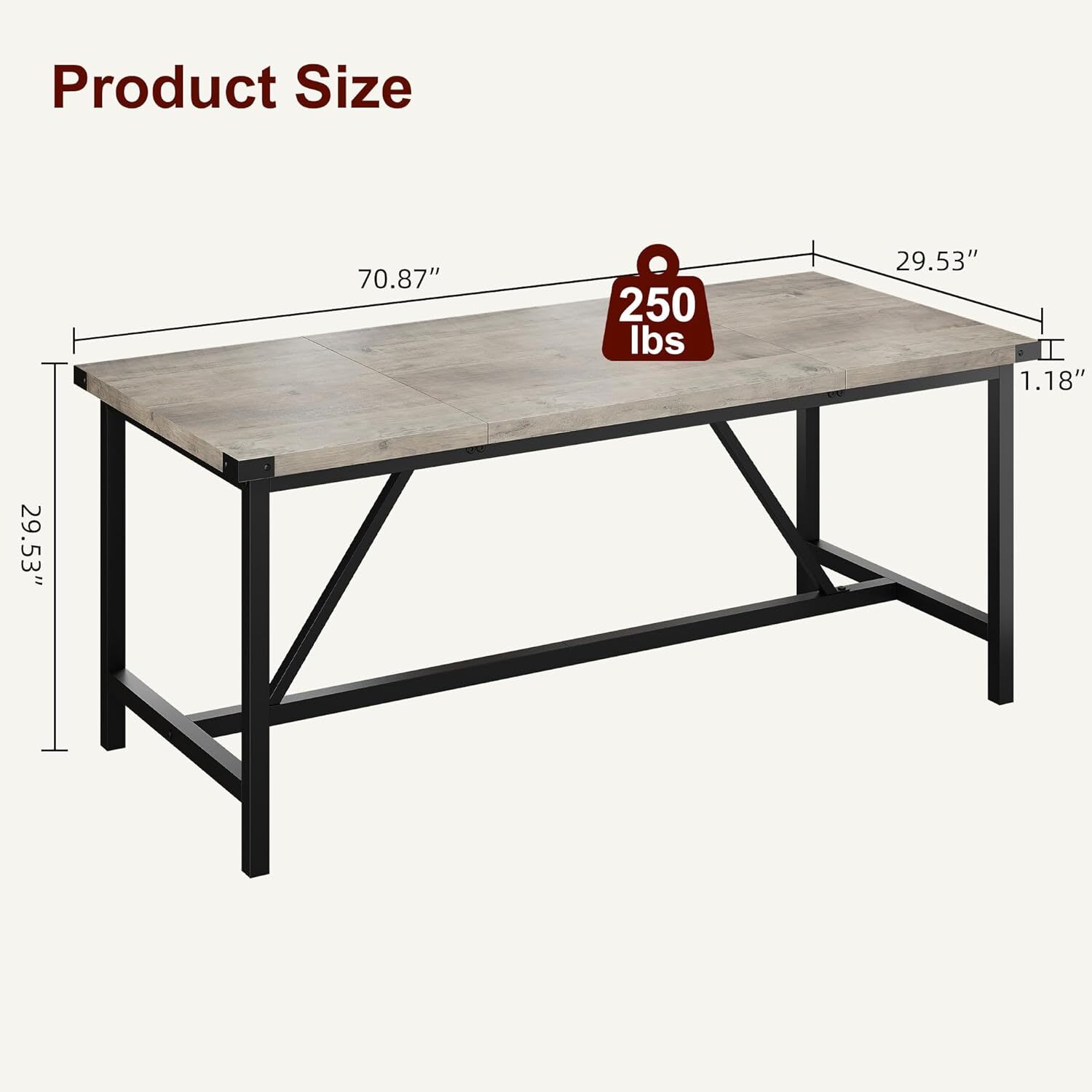 WhizMax DUKE-PHO-33HB-GR Dining-Tables - View #2