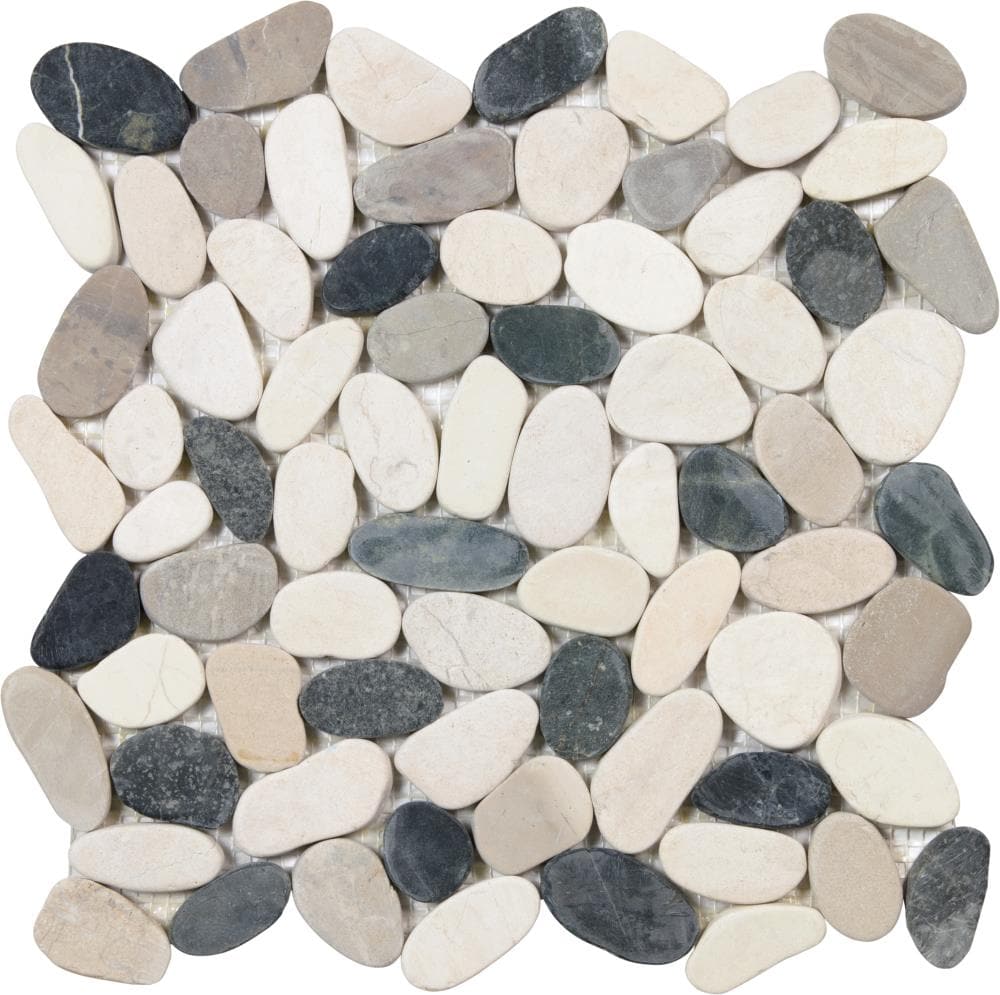 Satori 1002-0040-0 Cream/grey/charcoal 12-in x 12-in Honed Natural stone Marble look Mosaic Floor and Wall Tile ( 1-sq ft Piece