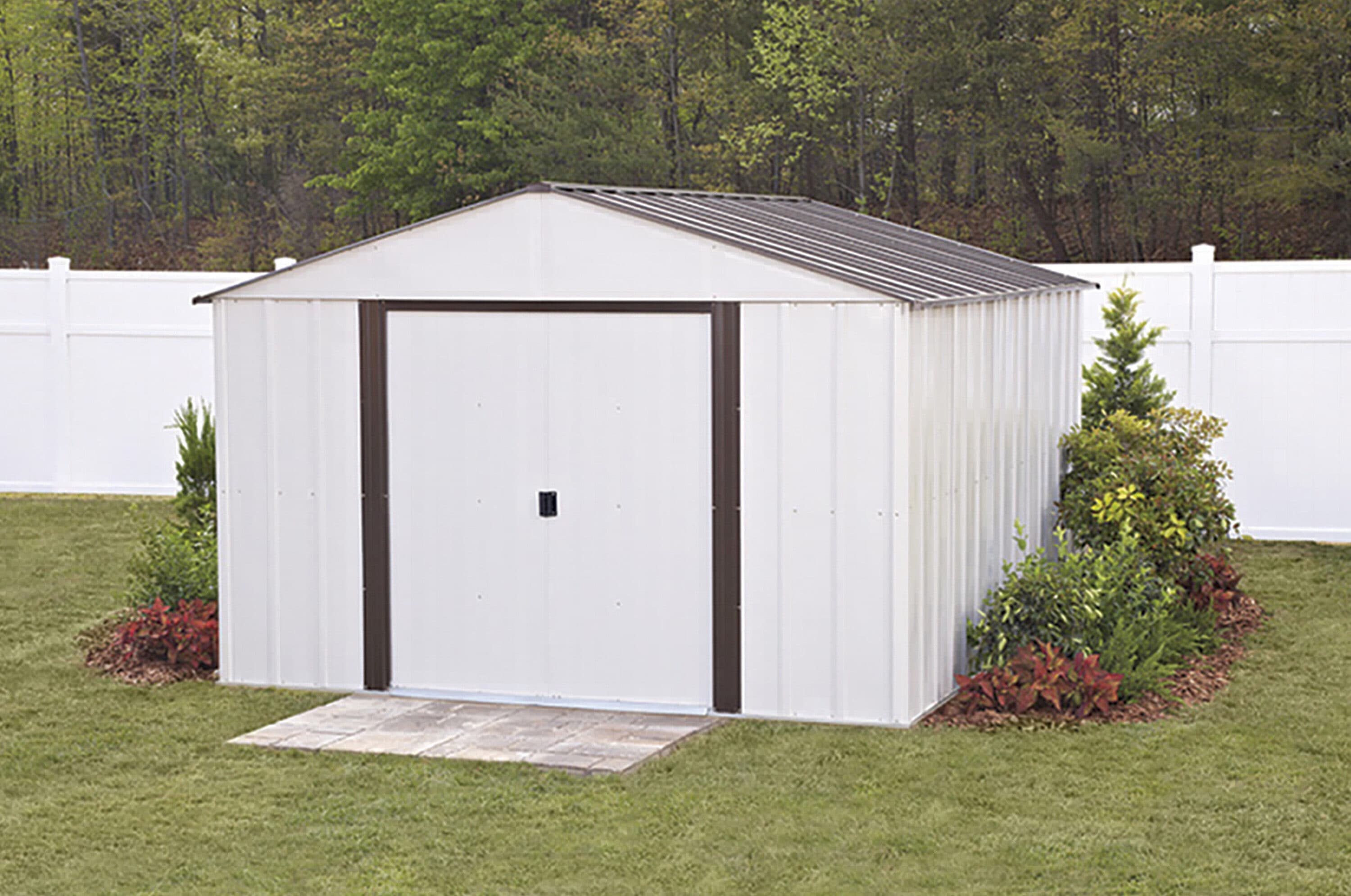 10-ft x 12-ft High Point Galvanized Steel Storage Shed in Off-White | - Arrow LW1012