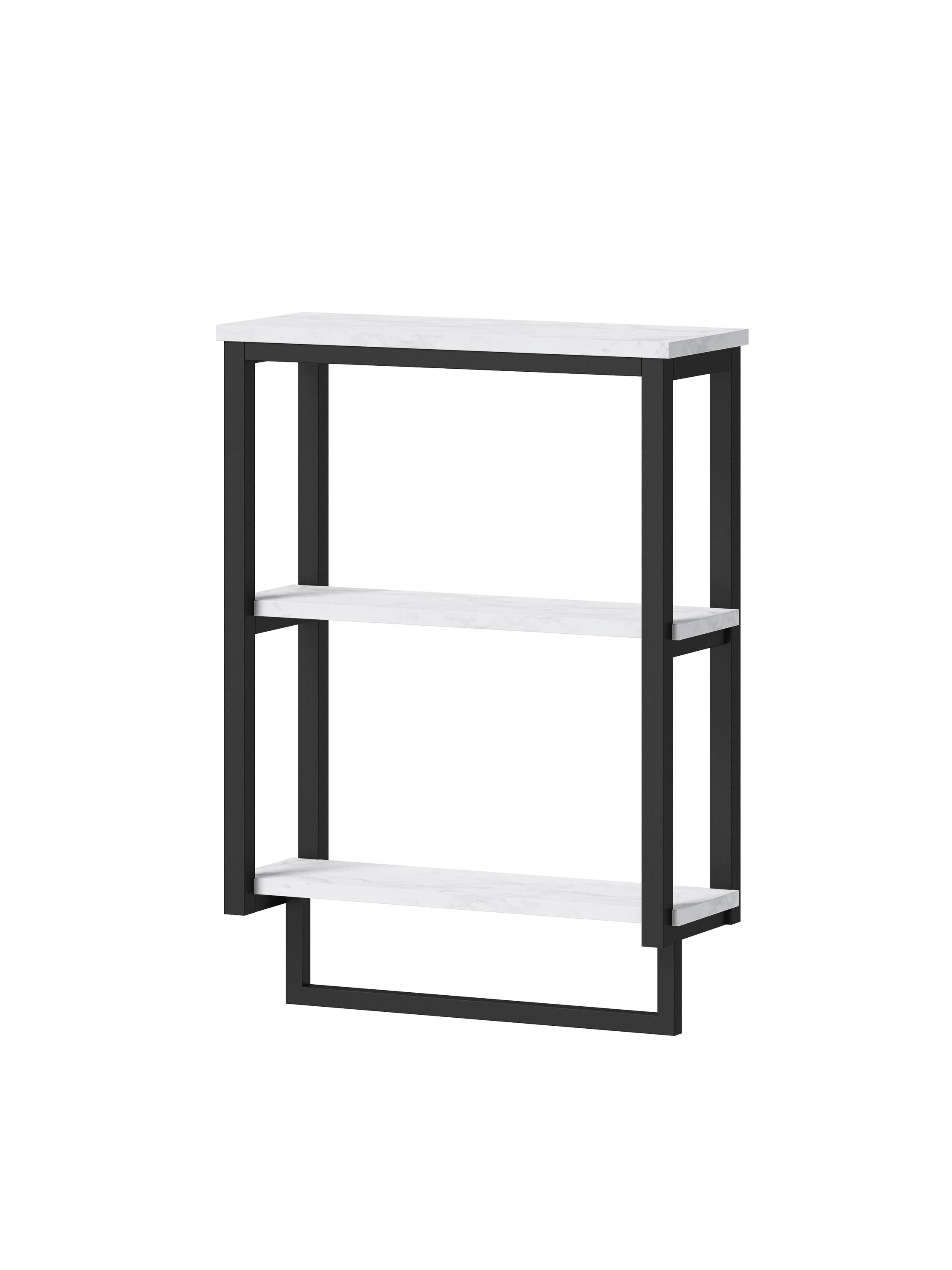 Style Selections Matte Black 2-Tier Wall Mount Bathroom Shelf (21-in x  25-in x 8-in) in the Bathroom Shelves department at