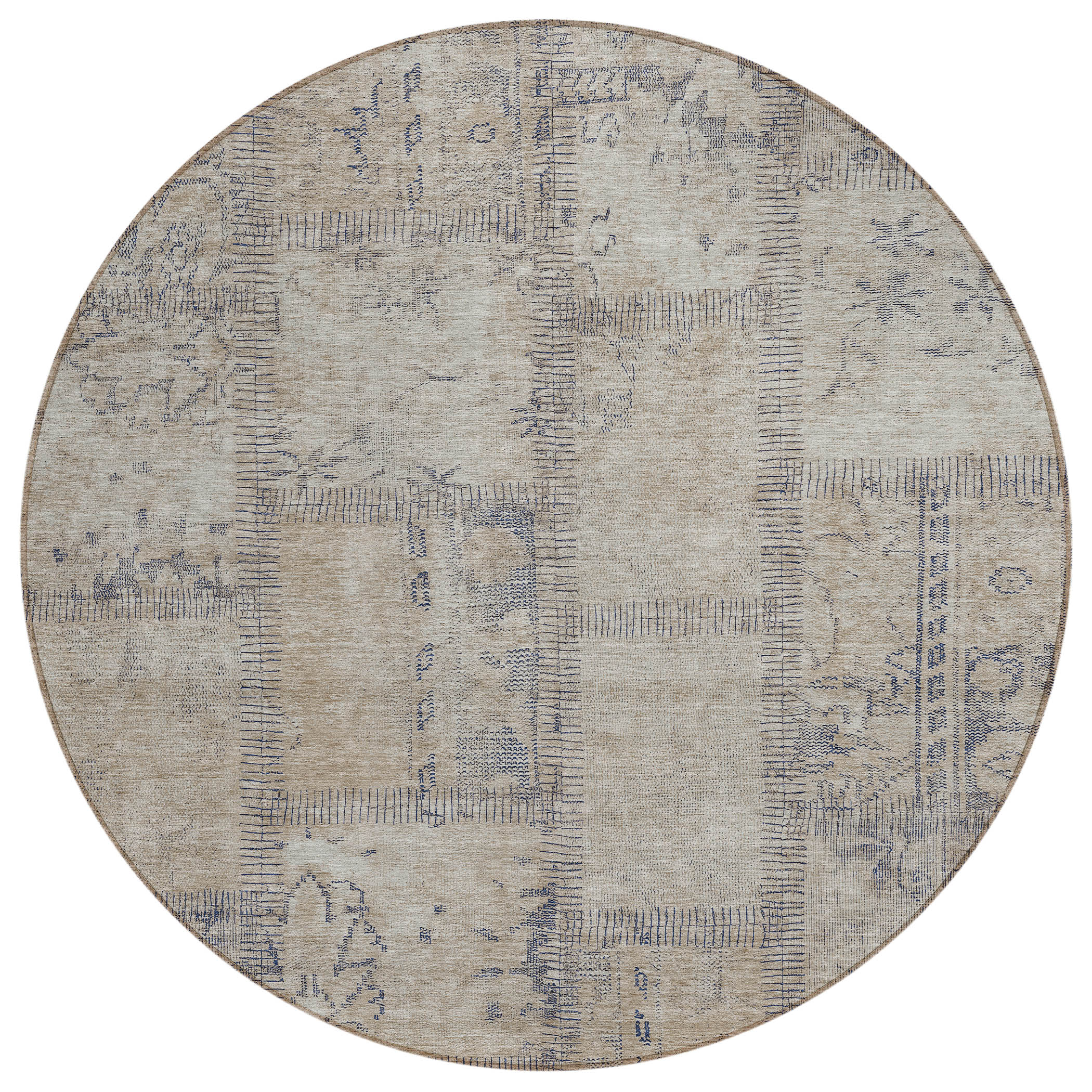 Addison Rugs ACN685BG8RO Chantille ACN685BG 8 x 8 (ft) Polyester Beige Round Indoor/Outdoor Geometric Machine washable Area rug