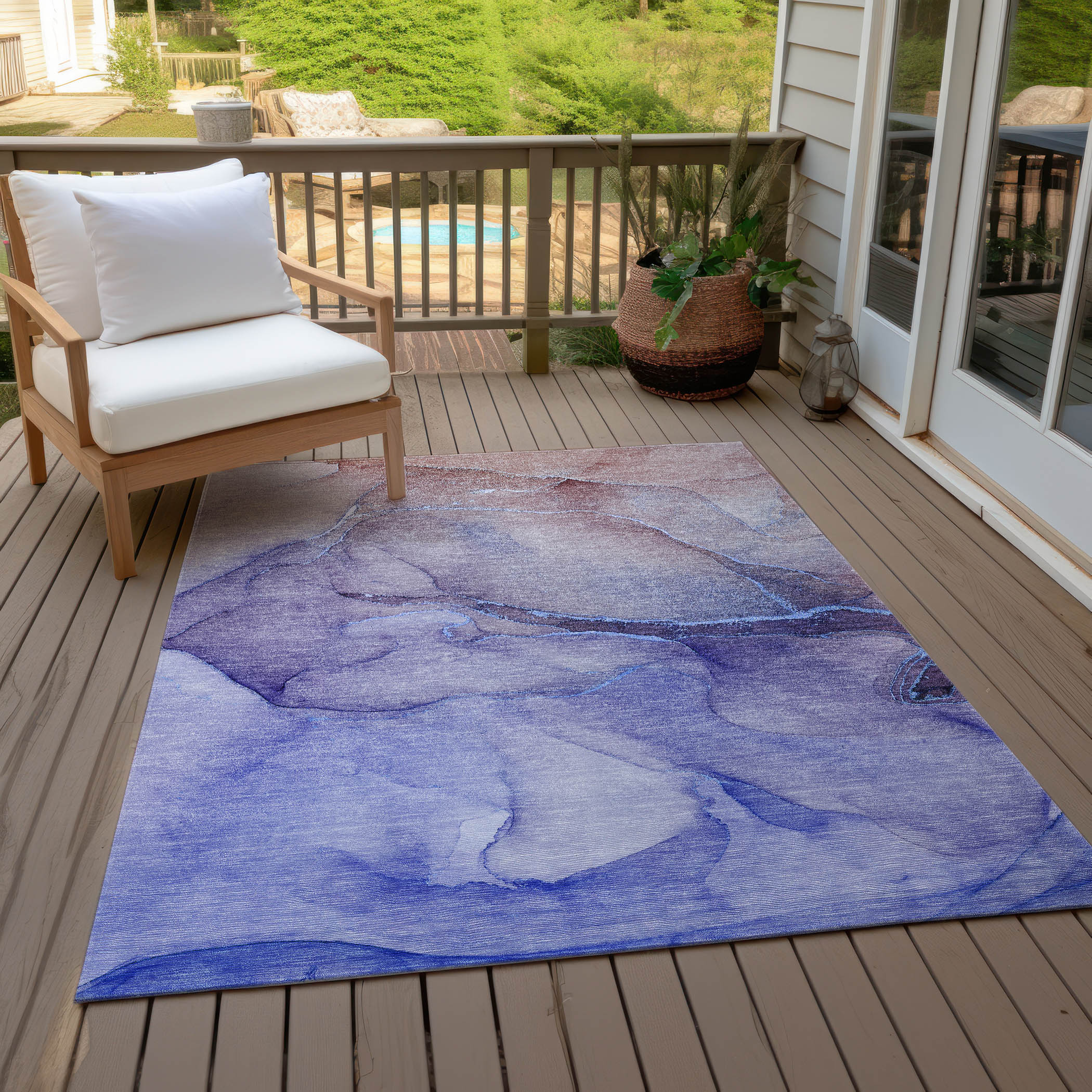 Addison Rugs Chantille 8 X 10 (ft) Navy Indoor/Outdoor Abstract Machine ...