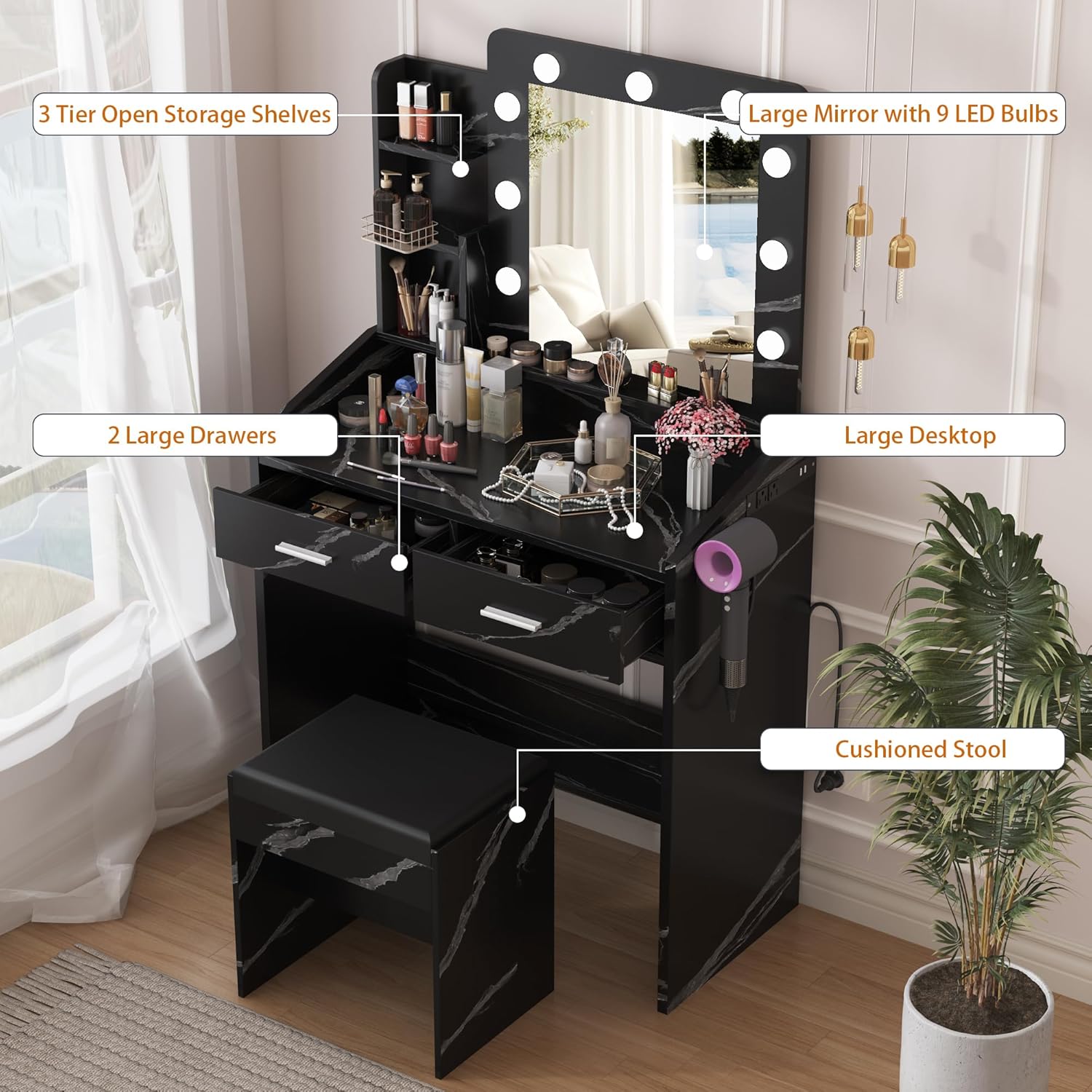 Qeetex LHF-SZT-PHO-14CEZ7SC Bedroom-Vanities - View #4