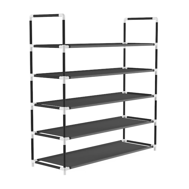 Hastings Home 5-Tier Shoe Rack for Storage and Organization - Black