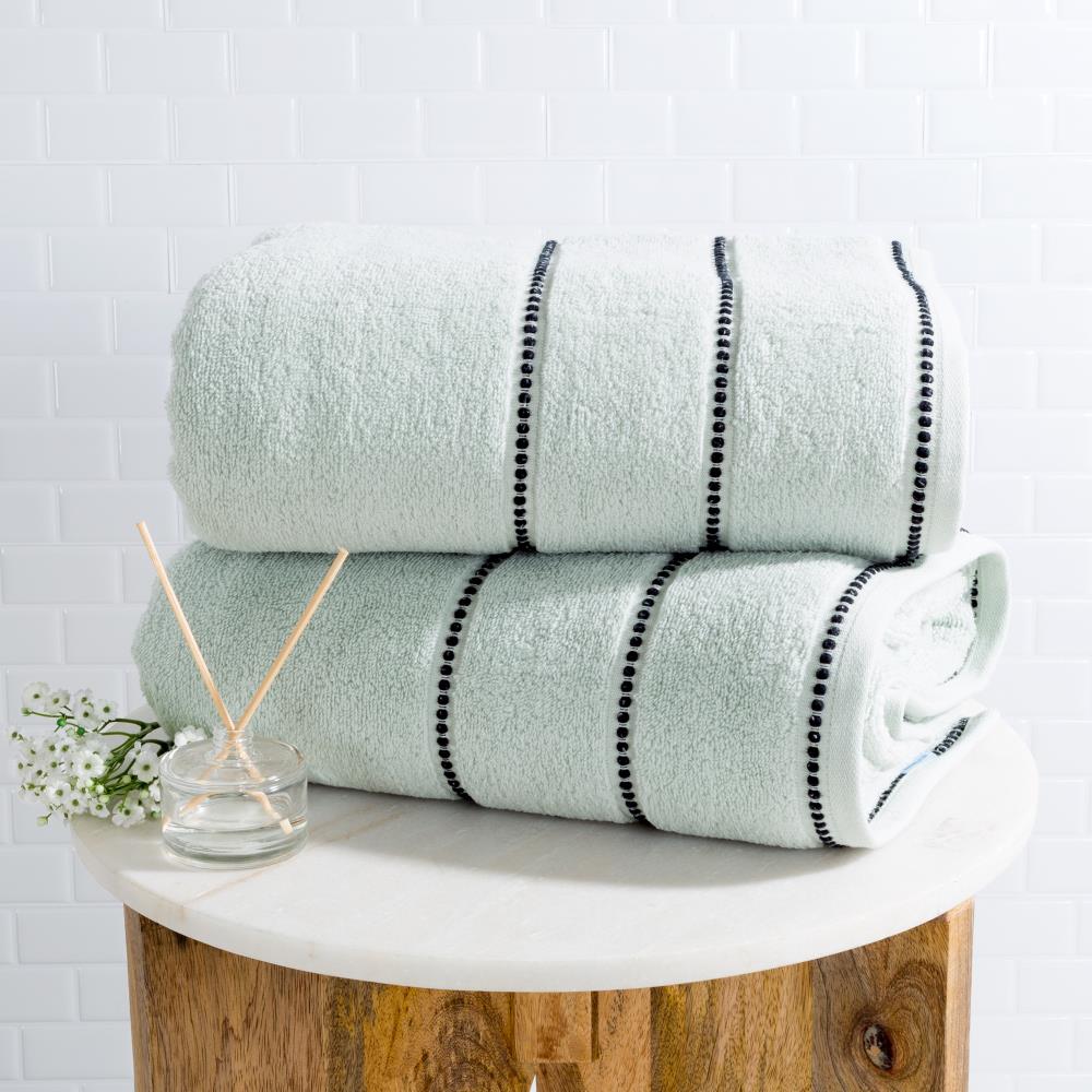 Hastings Home 2-Piece Navy/White Cotton Quick Dry Bath Towel Set
