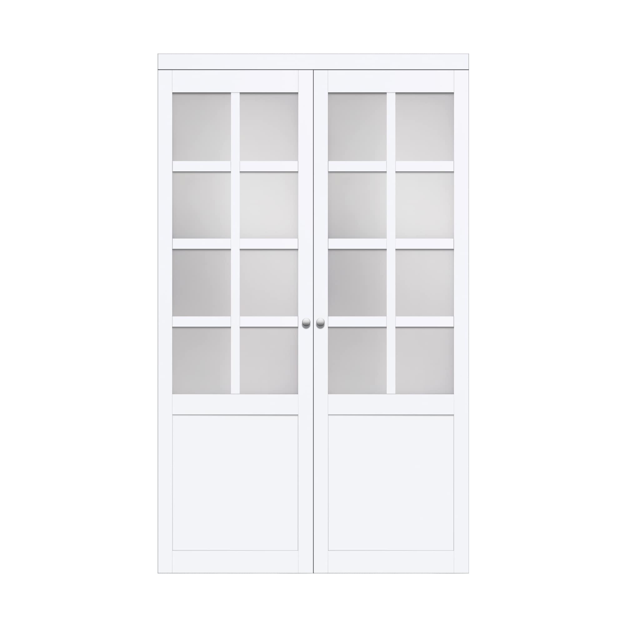 RELIABILT PV3340PWFGE072080 Urban 72-in x 80-in White Frosted glass Smooth Prefinished MDF Closet Pivot Door ( Hardware Included )