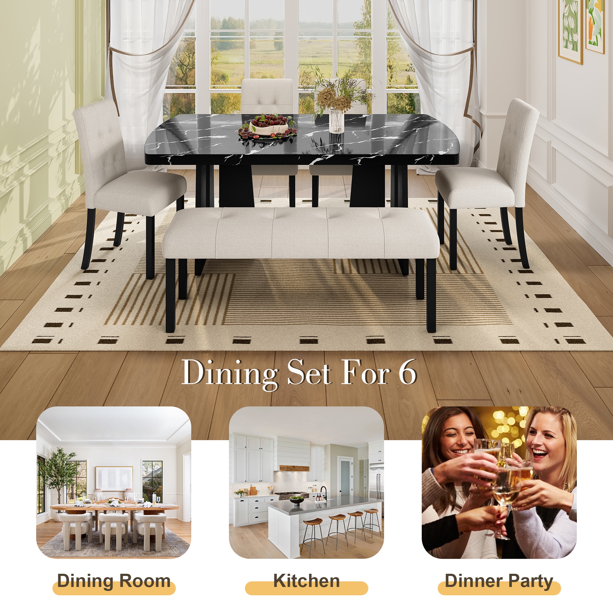 Clihome CL-ST1-BK703BG Dining-Sets - View #4