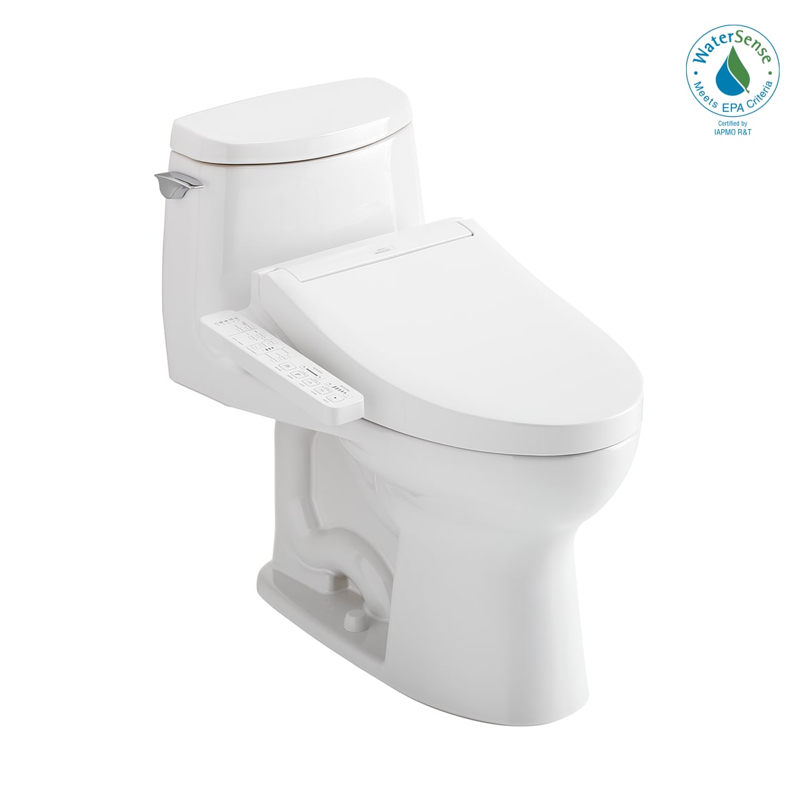 TOTO MW6043074CUFG-01 Washlet+ Cotton White Single Elongated Standard height Soft Close 1-piece Bidet 12-in Rough-In WaterSense Labeled 1.0 GPF