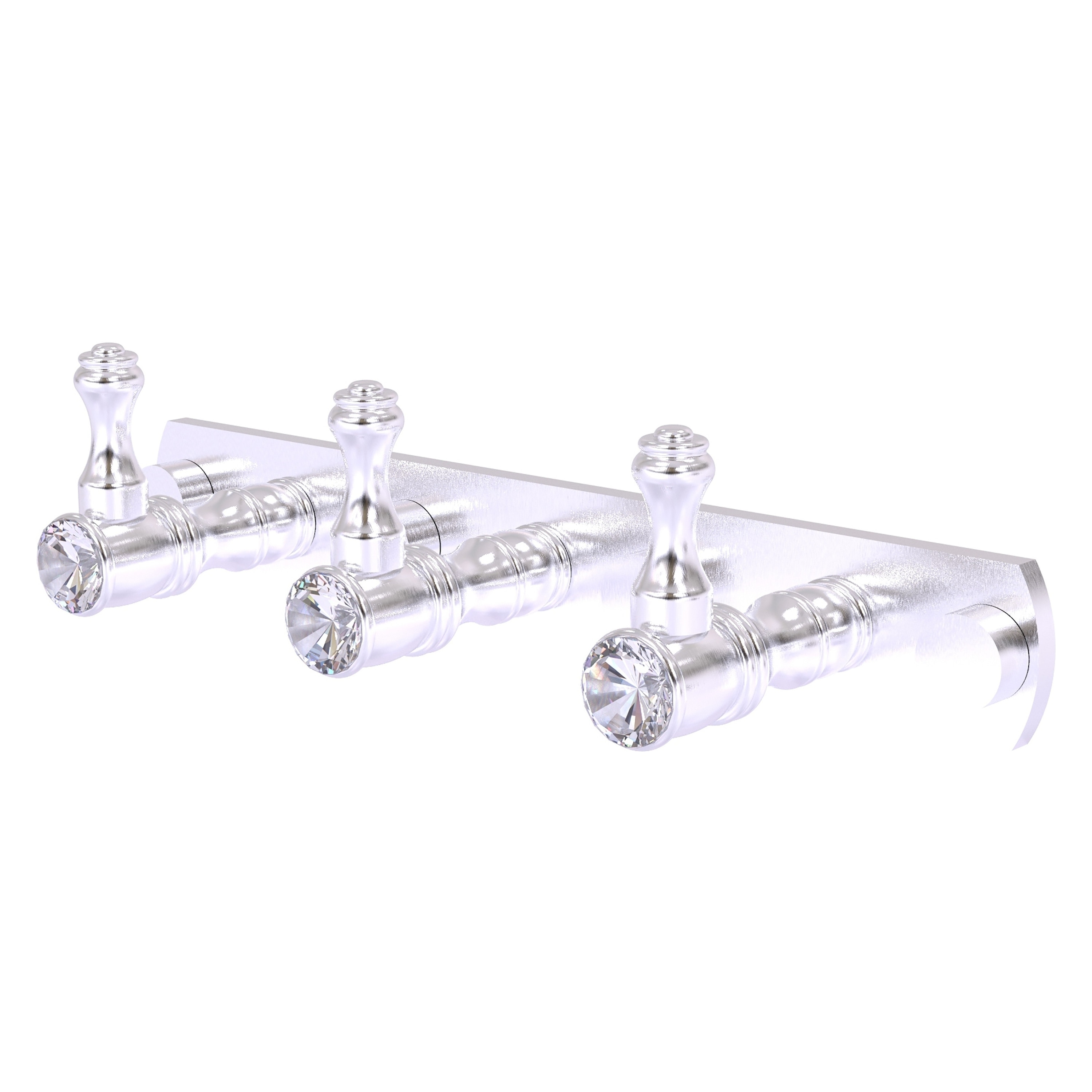 Allied Brass CC-20-3-SCH Carolina Crystal Satin Chrome Triple -Hook Wall mount Towel Hook