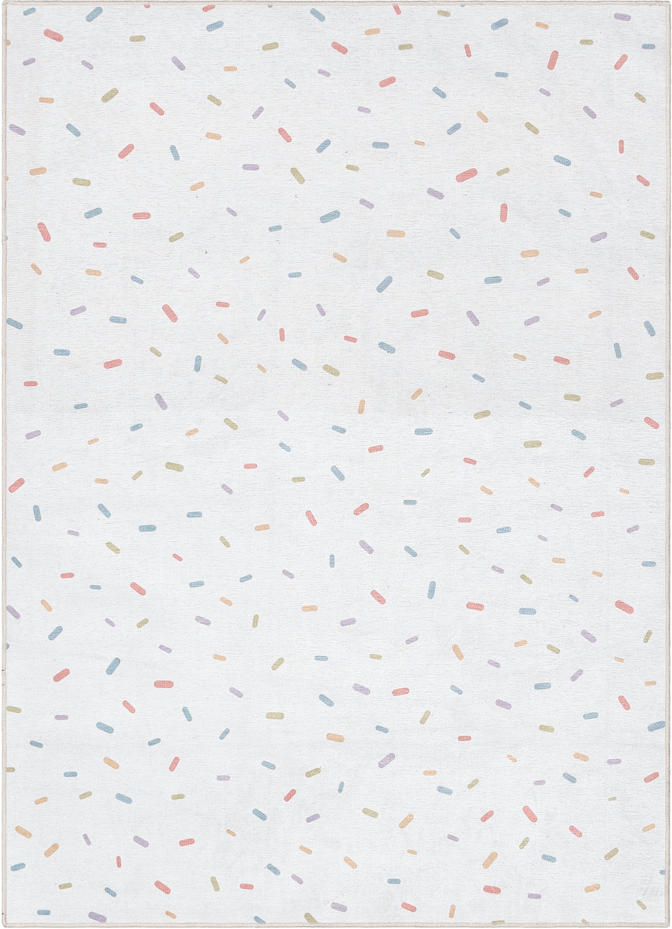 White and Multicolor Chenille Flat Woven Kids Rug, 6' x 9'