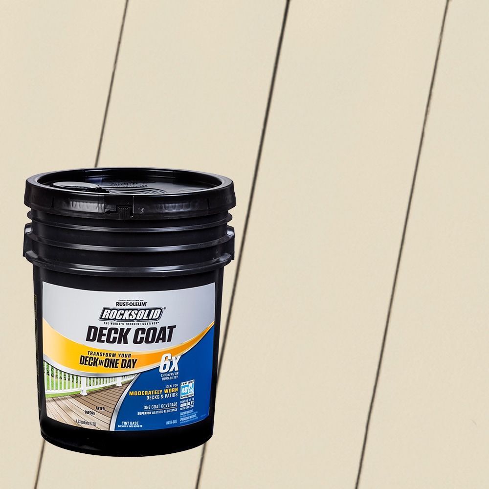 Rust-Oleum 319714T RockSolid 6X Deck Coat Pre-Tinted Rattan Solid Exterior Wood Stain and Sealer in One ( 5-gallon )