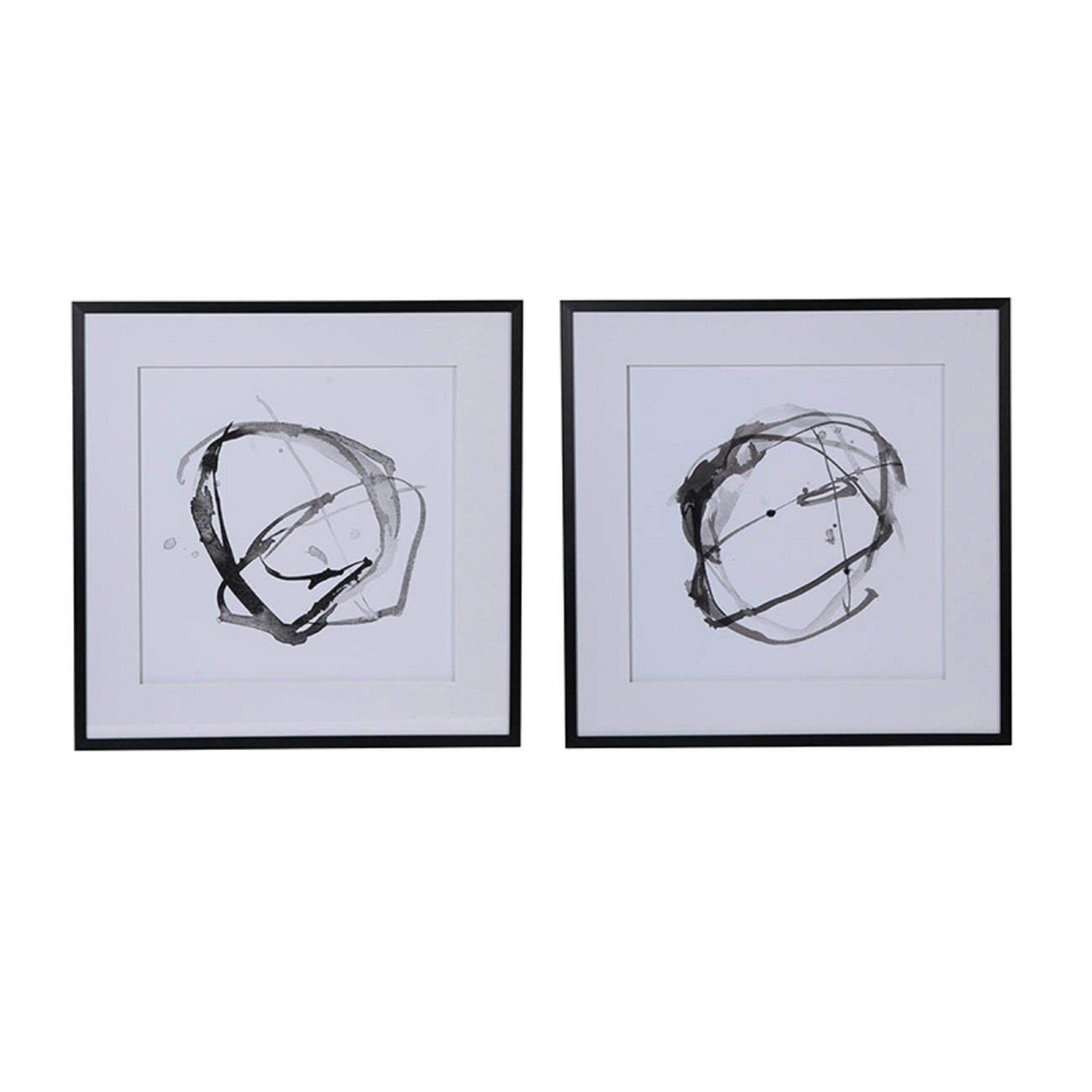 A&B Home 44876 A and B Home 31.5"H Square-Shaped Black and White PS Frame/Glass (Set of 2), Wall Art Home Office Decor Black Plastic Framed 31.5-Inches H x 31.5-Inches W Abstract Print