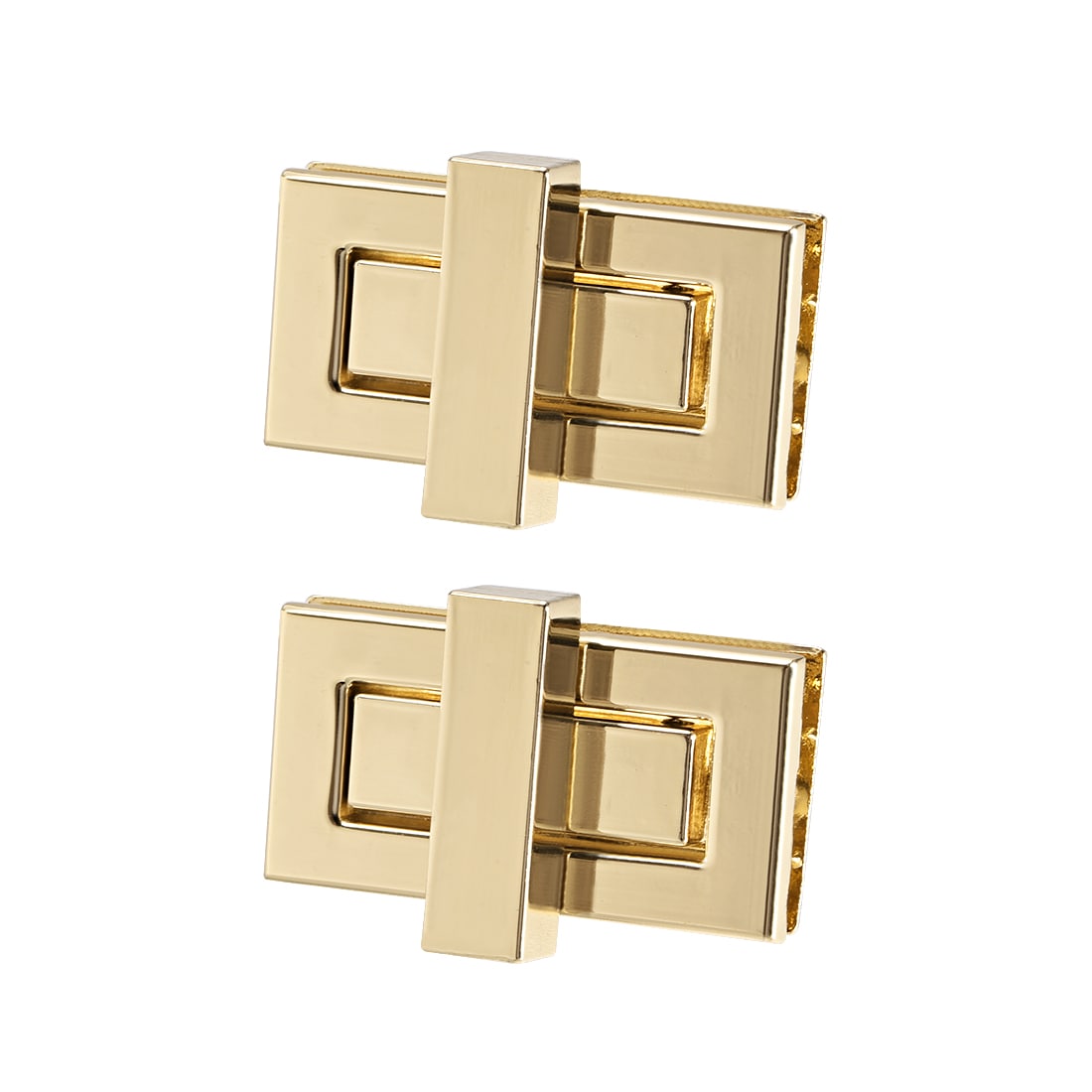 Unique Bargains 2 Sets Rectangular Purses Twist Lock 44mm X 22mm Clutches Closures for DIY Bag Making - Light Gold