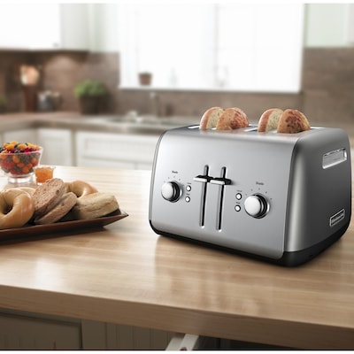 Best Buy: KitchenAid 4-Slice Wide-Slot Toaster Silver Kmt423cu