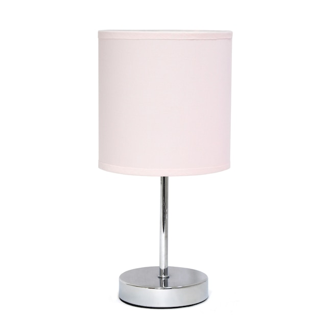 Blush Pink Table Lamp With Fabric Shade, Blush Pink Desk Light