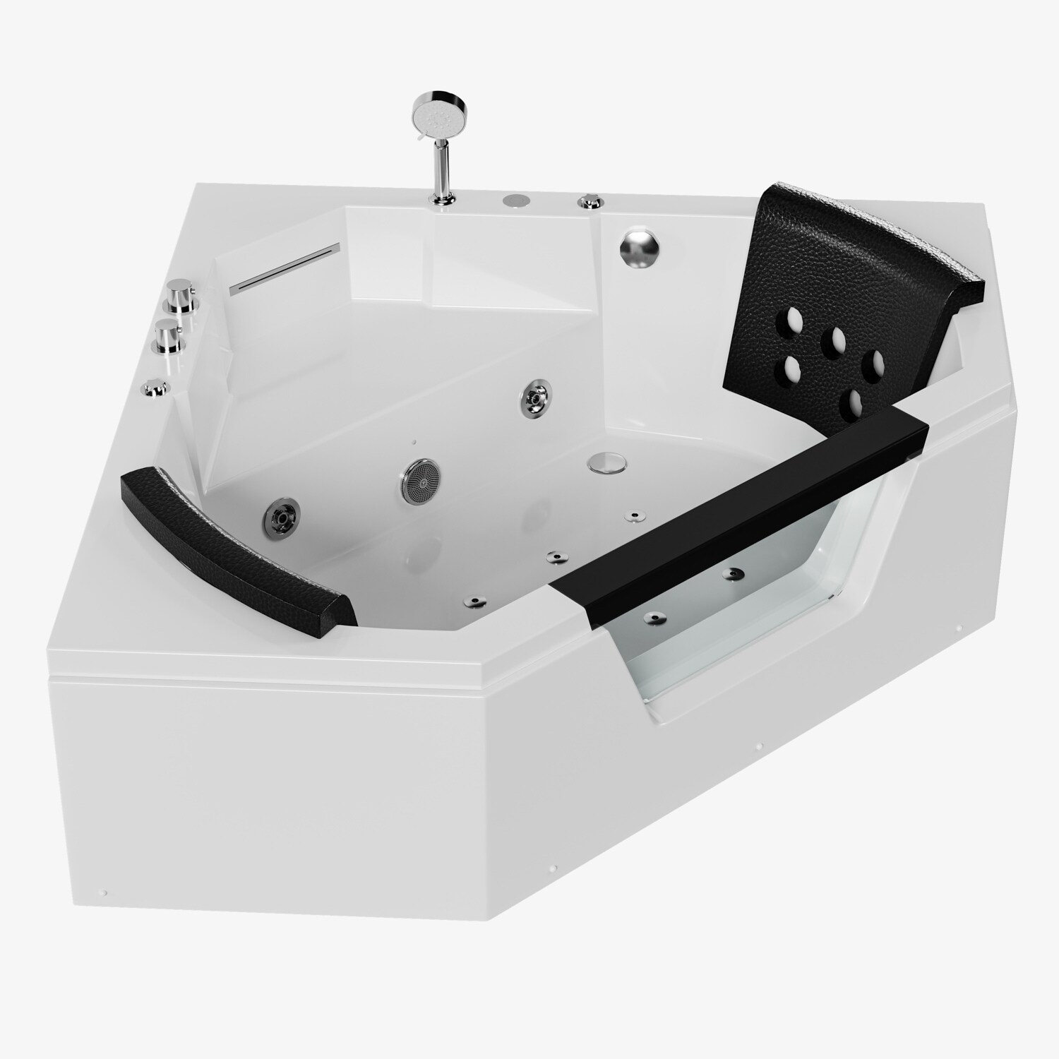 ARIEL 59-in x 59-in White Acrylic Corner Alcove Whirlpool Tub with