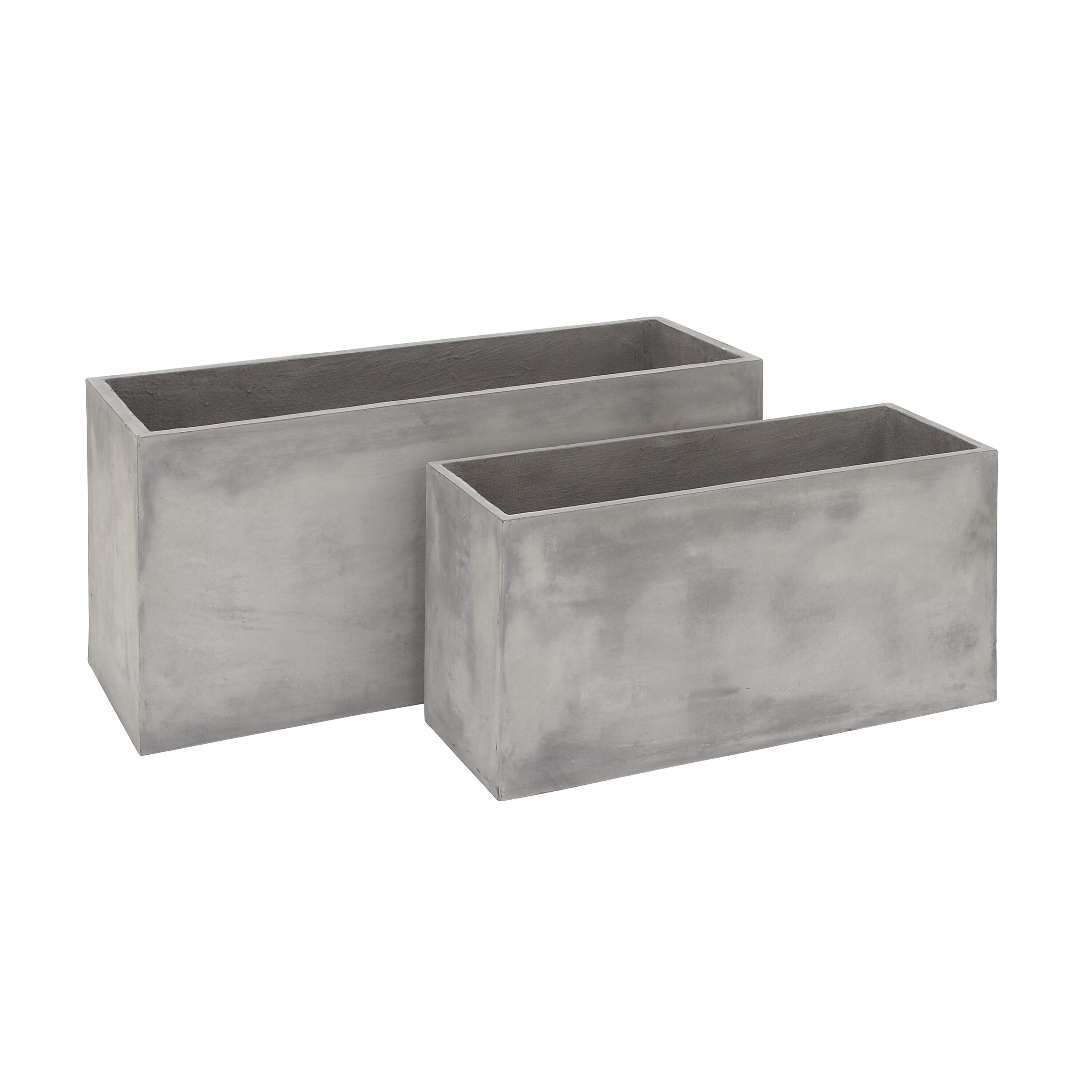 Grayson Lane 2-Pack x 20-in Gray Large Rectangular Clay Planter in the Pots Planters department