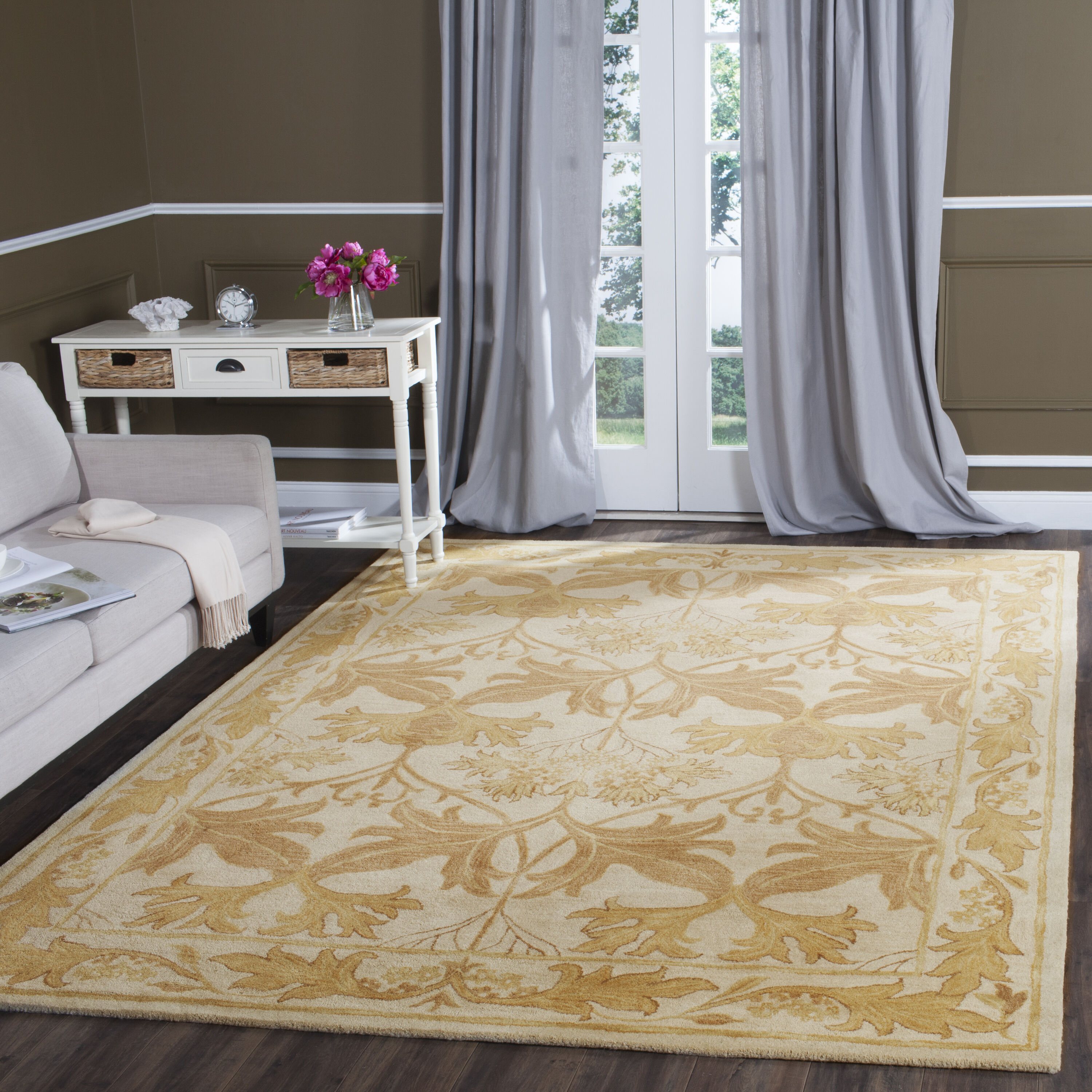 Antiquity Beige and Gold Hand-Tufted Wool Area Rug
