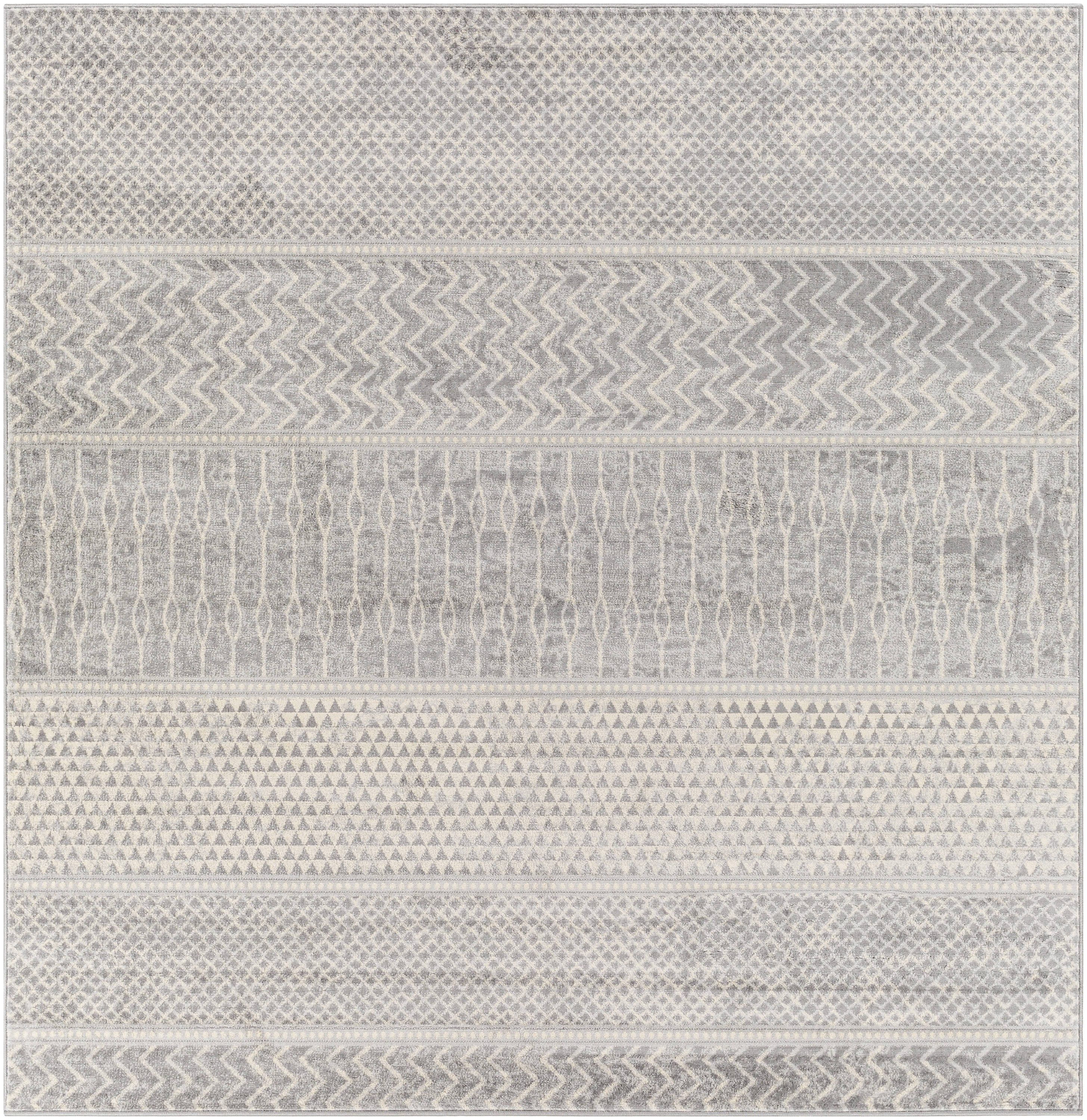 Monaco Medium Gray and Cream 6'7" Square Reversible Rug