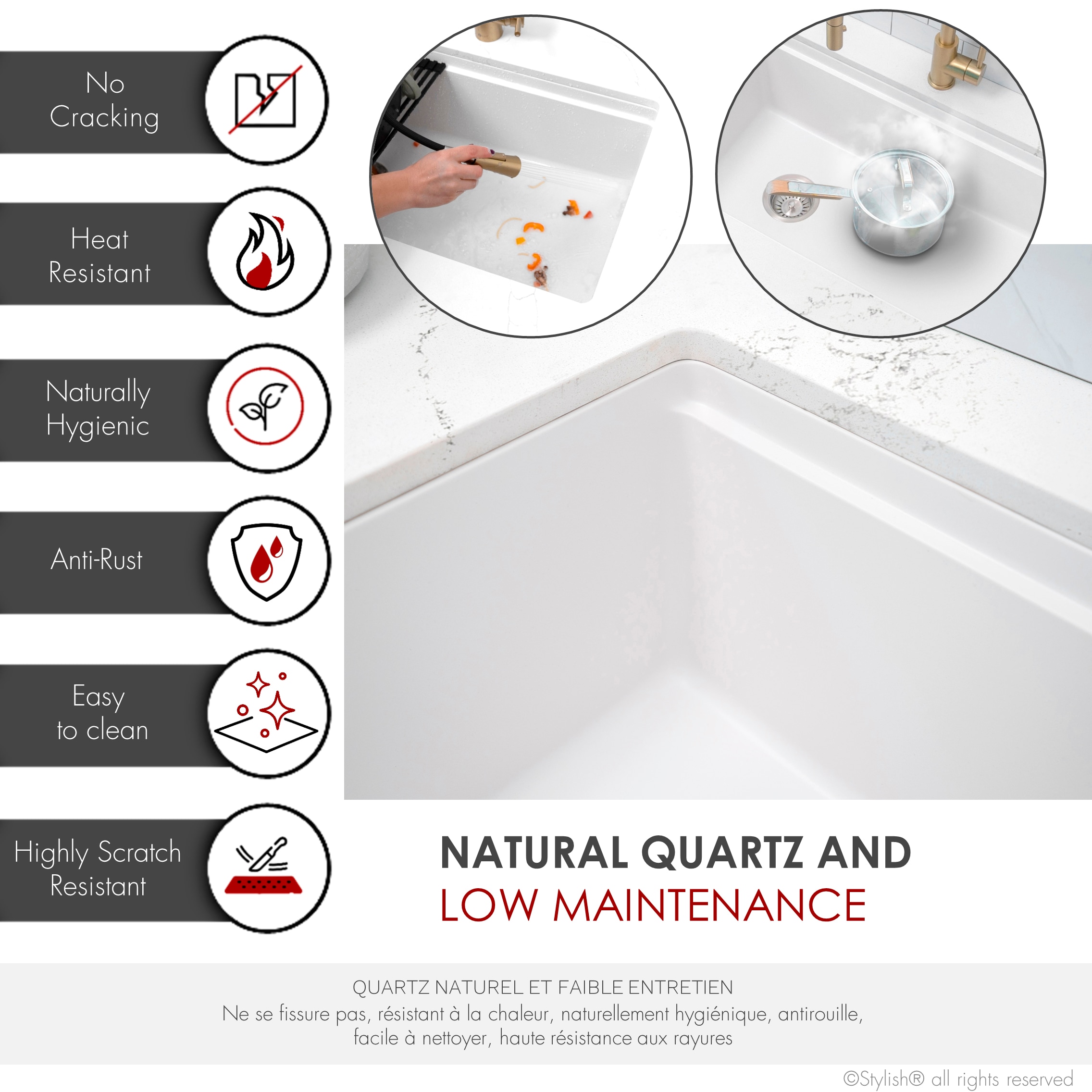 Stylish S-828WH1 Kitchen-Sinks - View #3
