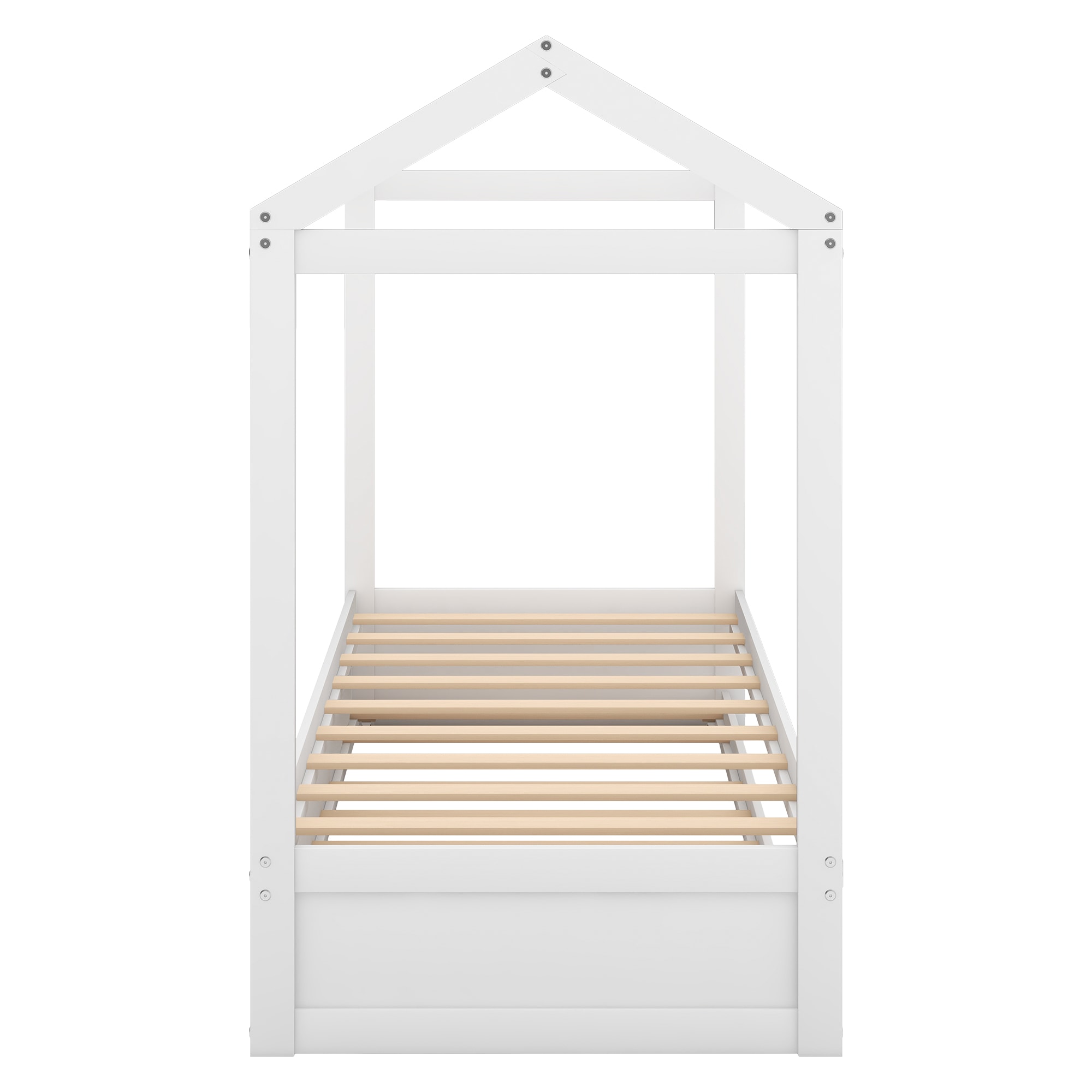 Qualler Contemporary Full Size White Trundle Bed with House-Shaped ...