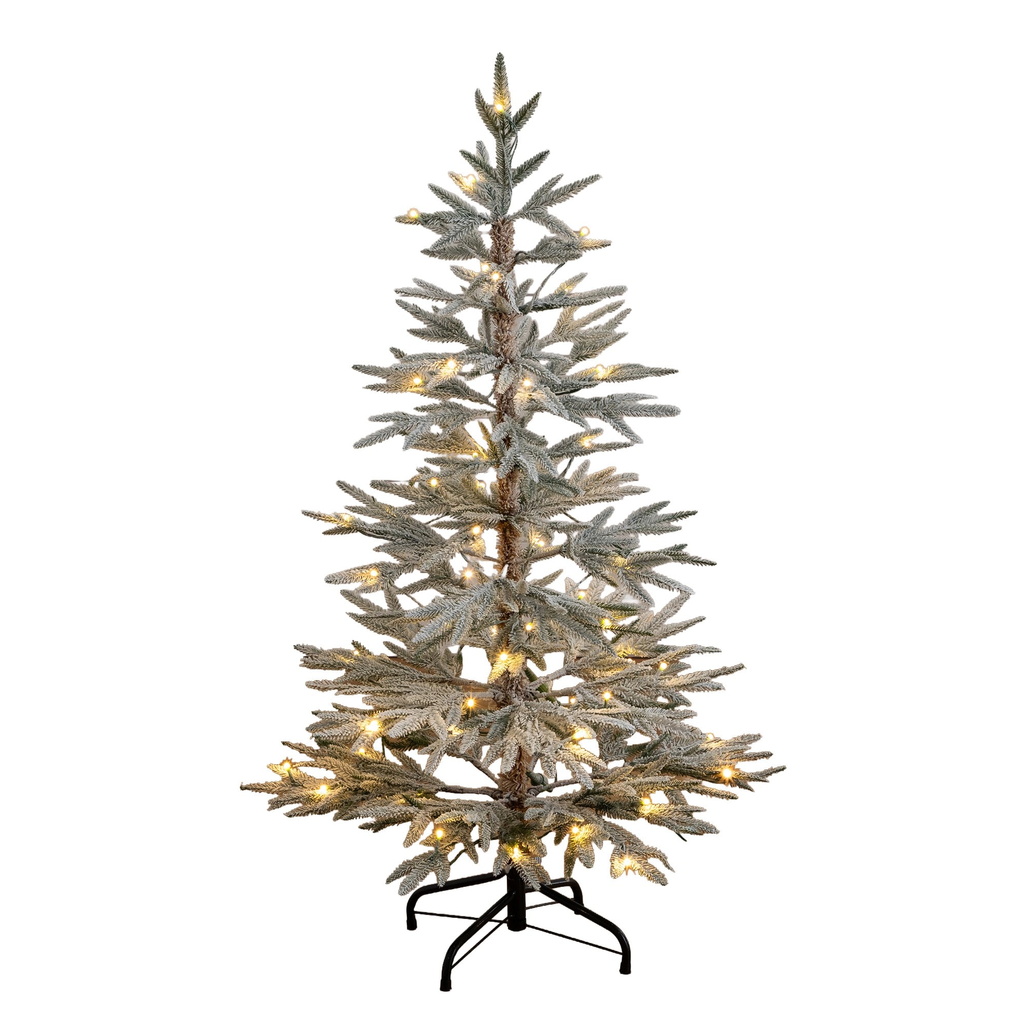Nearly Natural 4-ft Fir Pre-lit Slim Flocked Artificial Christmas Tree with White LED Lights