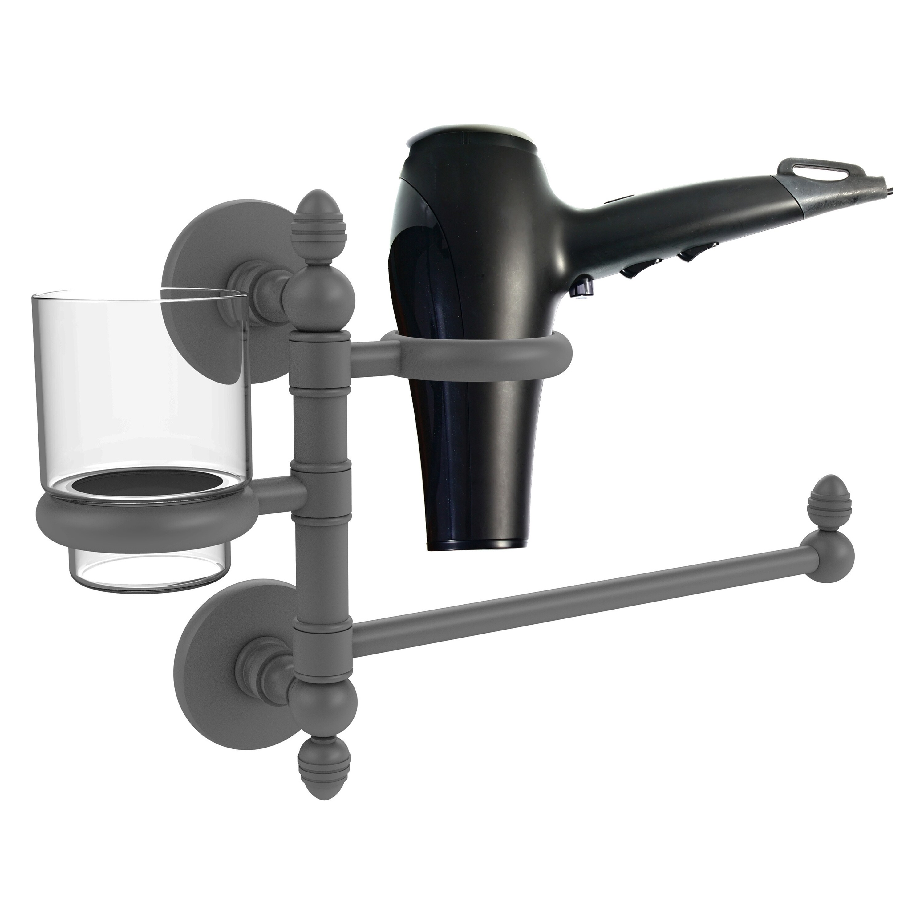 Allied Brass P1000-GTBD-1-GYM 2 -Piece Prestige Skyline Matte Gray Decorative Bathroom Hardware Set Towel Bar, Included