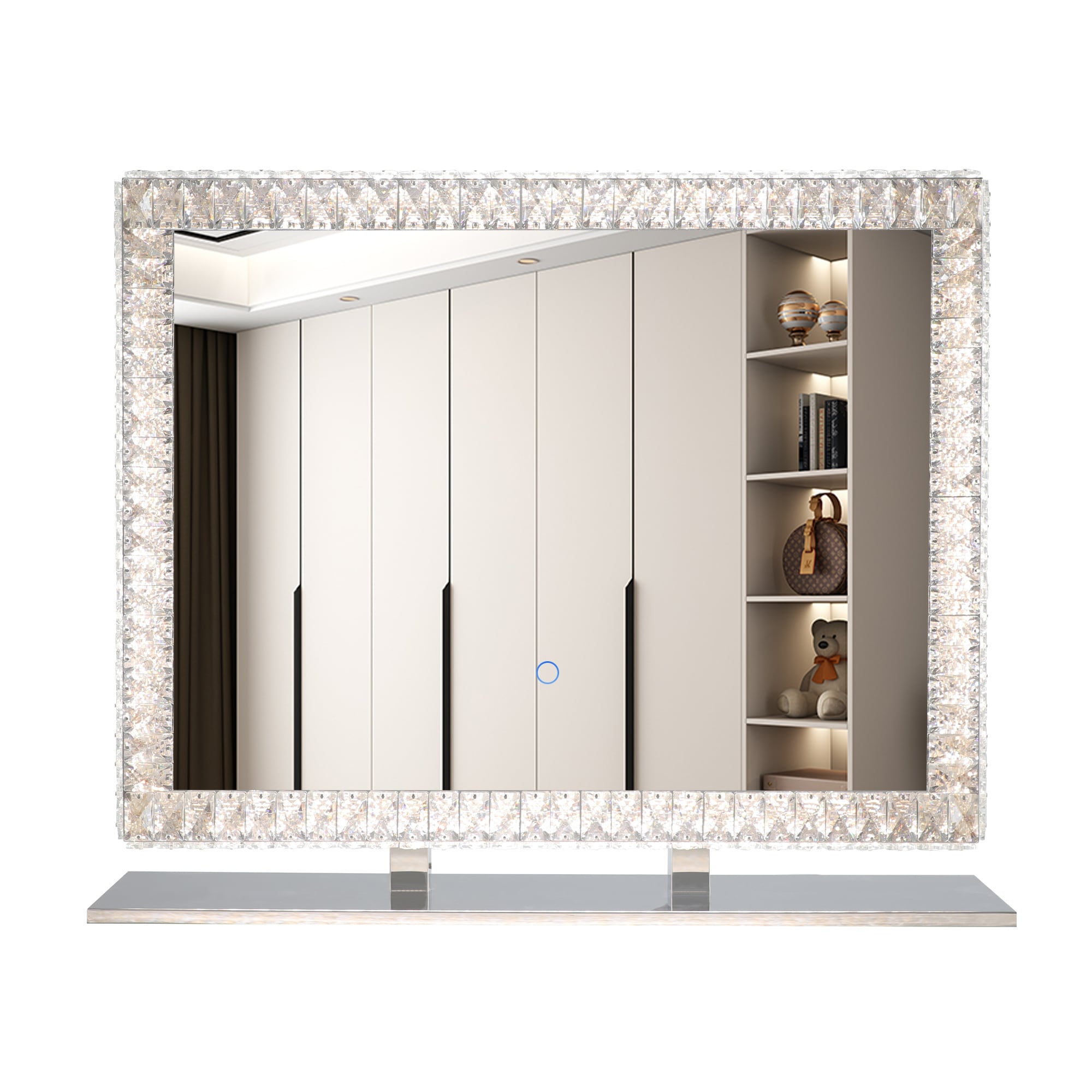 LIVIZA GIZ-LCD3528 37-Inches W x 28.0-Inches H Rectangle Silver Framed Lighted Vanity Mirror