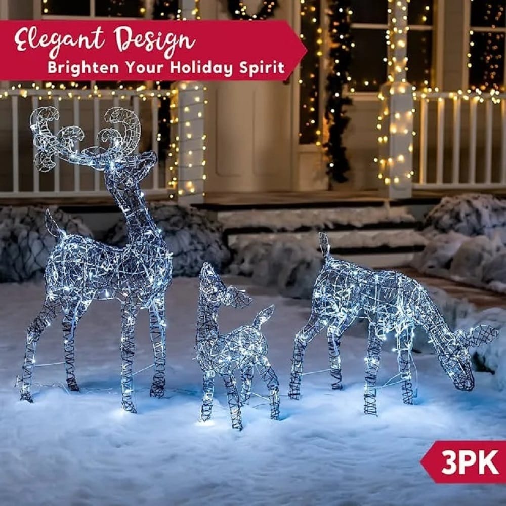 Winter LED Reindeer Family Christmas Yard Decorations