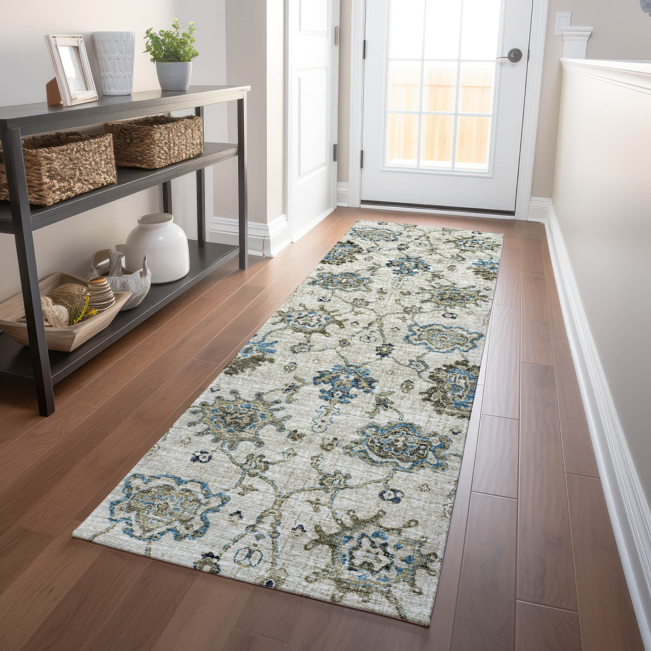 Addison Rugs AMF96BL2X8 Mayfield AMF96BL 2 x 7 (ft) Loomed Polyester Blue Rectangular Indoor Abstract Machine washable Runner rug