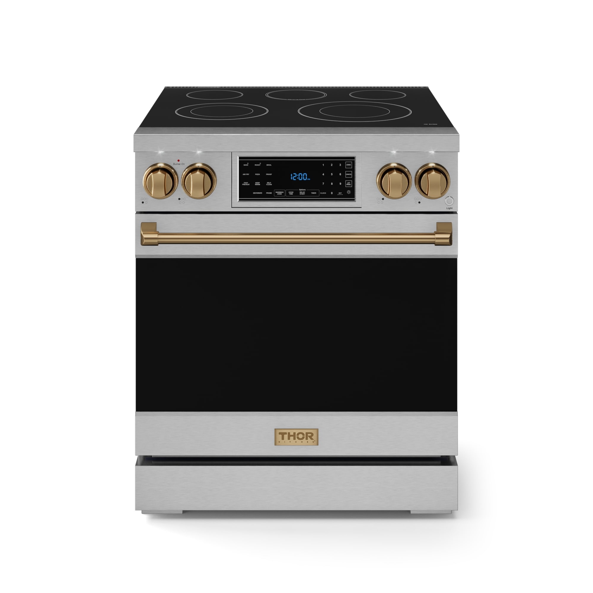 Thor Kitchen RSE30-BRZ 30-in Glass Top 5 burners 4.55-cu ft Air Fry Convection Oven Freestanding Electric Range ( Stainless Steel )