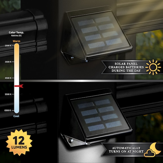 Classy Caps 3-in Black Solar Dark Sky Integrated Outdoor Wall Light in ...