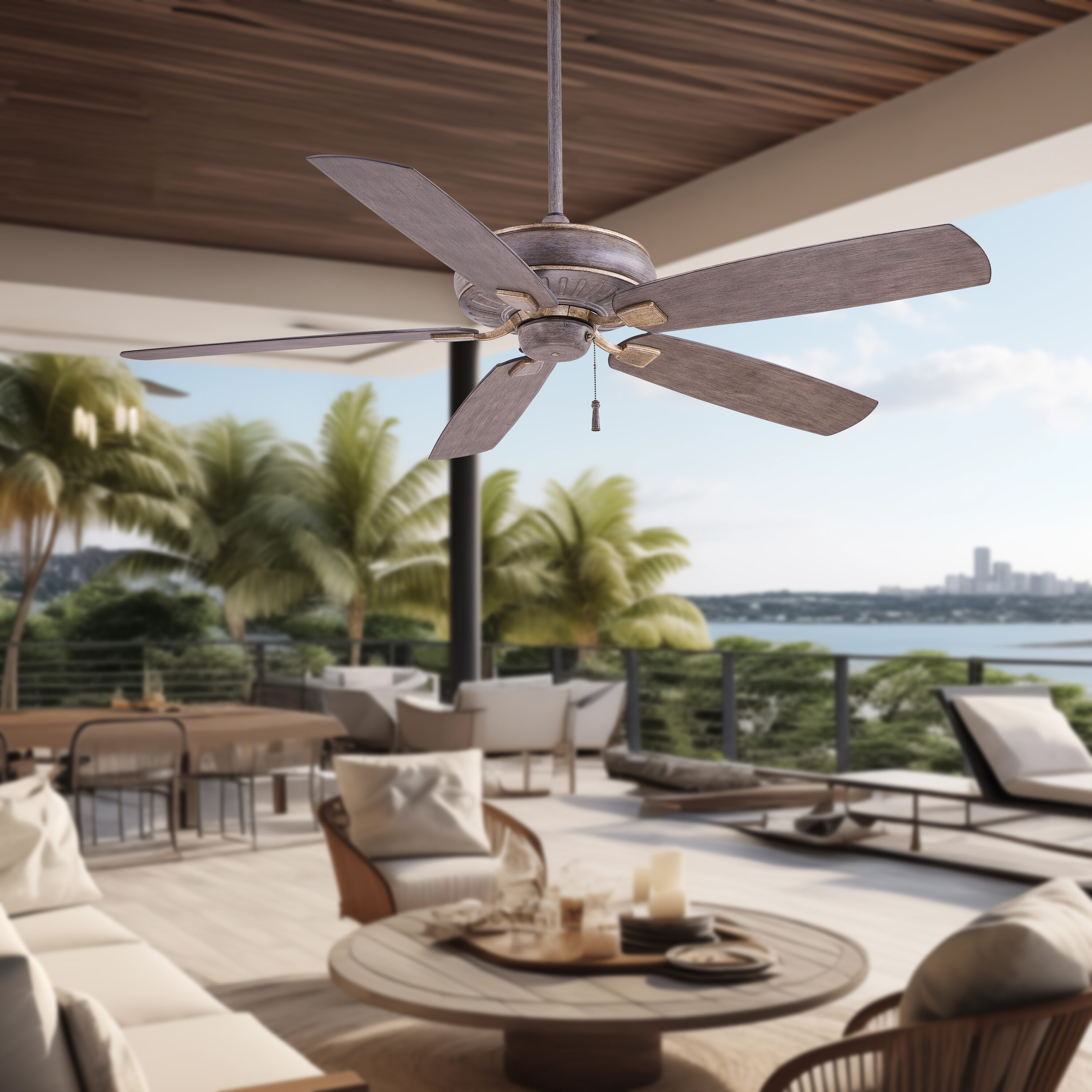 Minka Aire F532-DRF Sunseeker 60-in Outdoor Driftwood with Drift Wood Blades Ceiling Fan Without Light ( 5 -Blade )