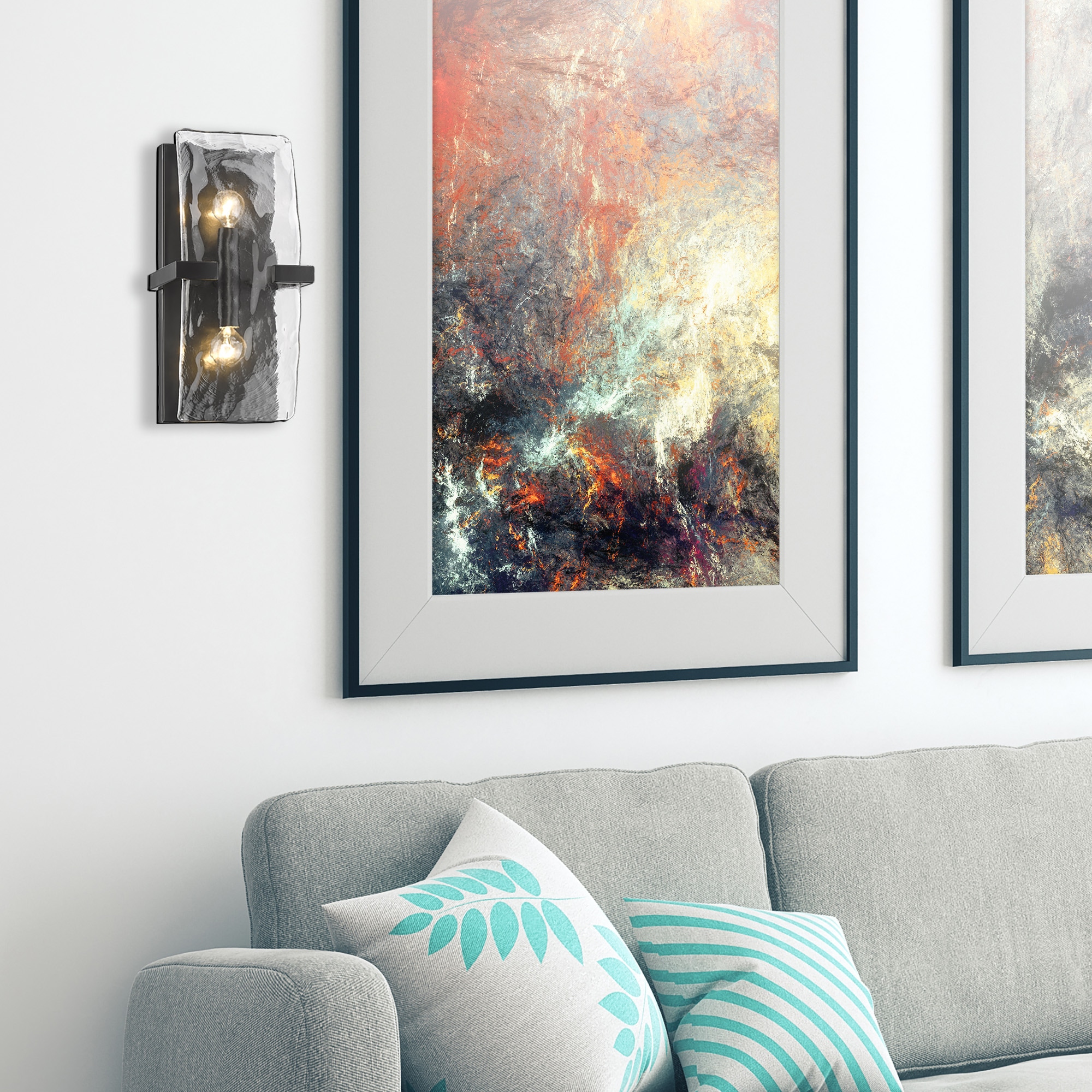Black Hammered Glass Dimmable Wall Sconce