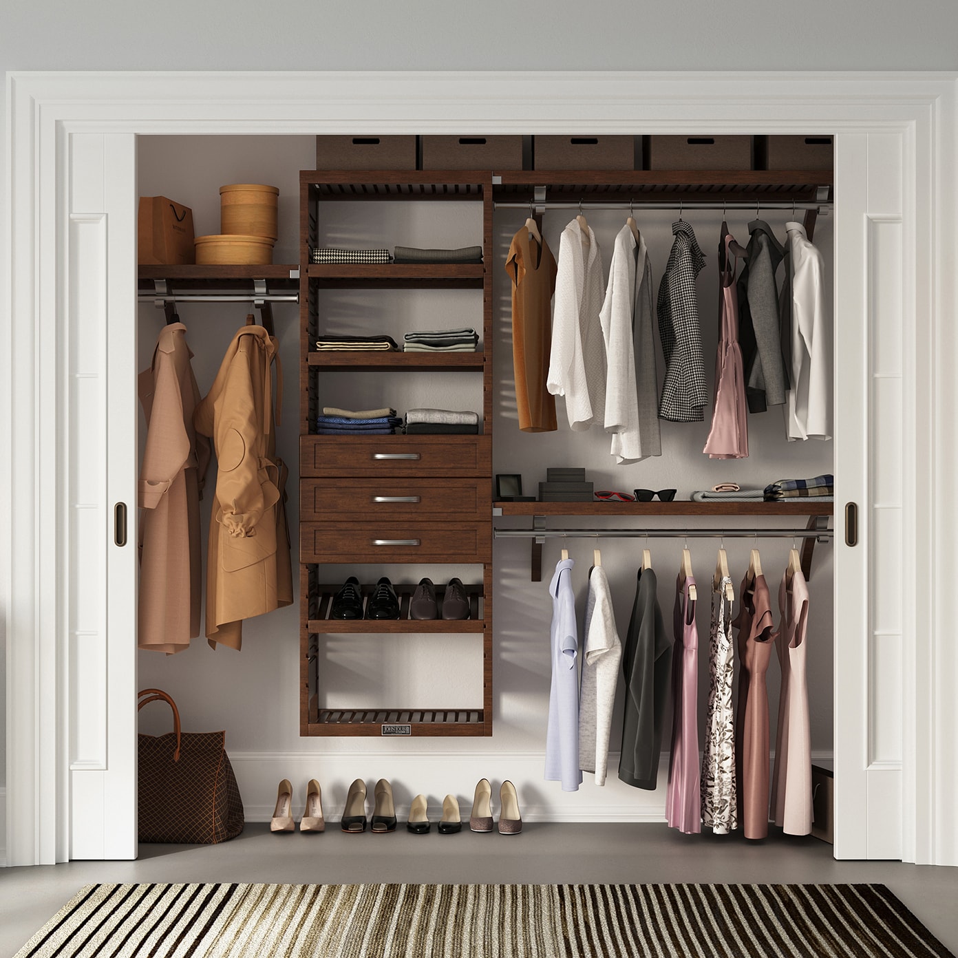 John Louis Home JLH-320SH-CH 4-Feet to 10-Feet W x 7-Feet H Chestnut Ventilated Shelving Wood Closet System
