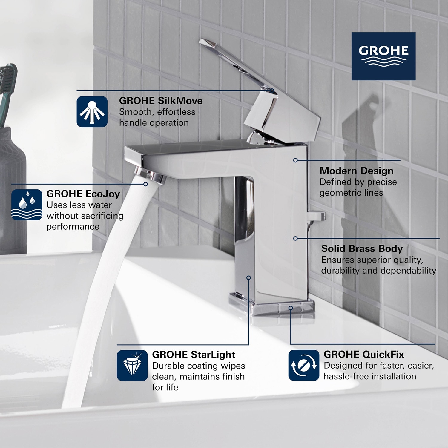 Chrome Brass Single Hole Bathroom Faucet with Drain Assembly