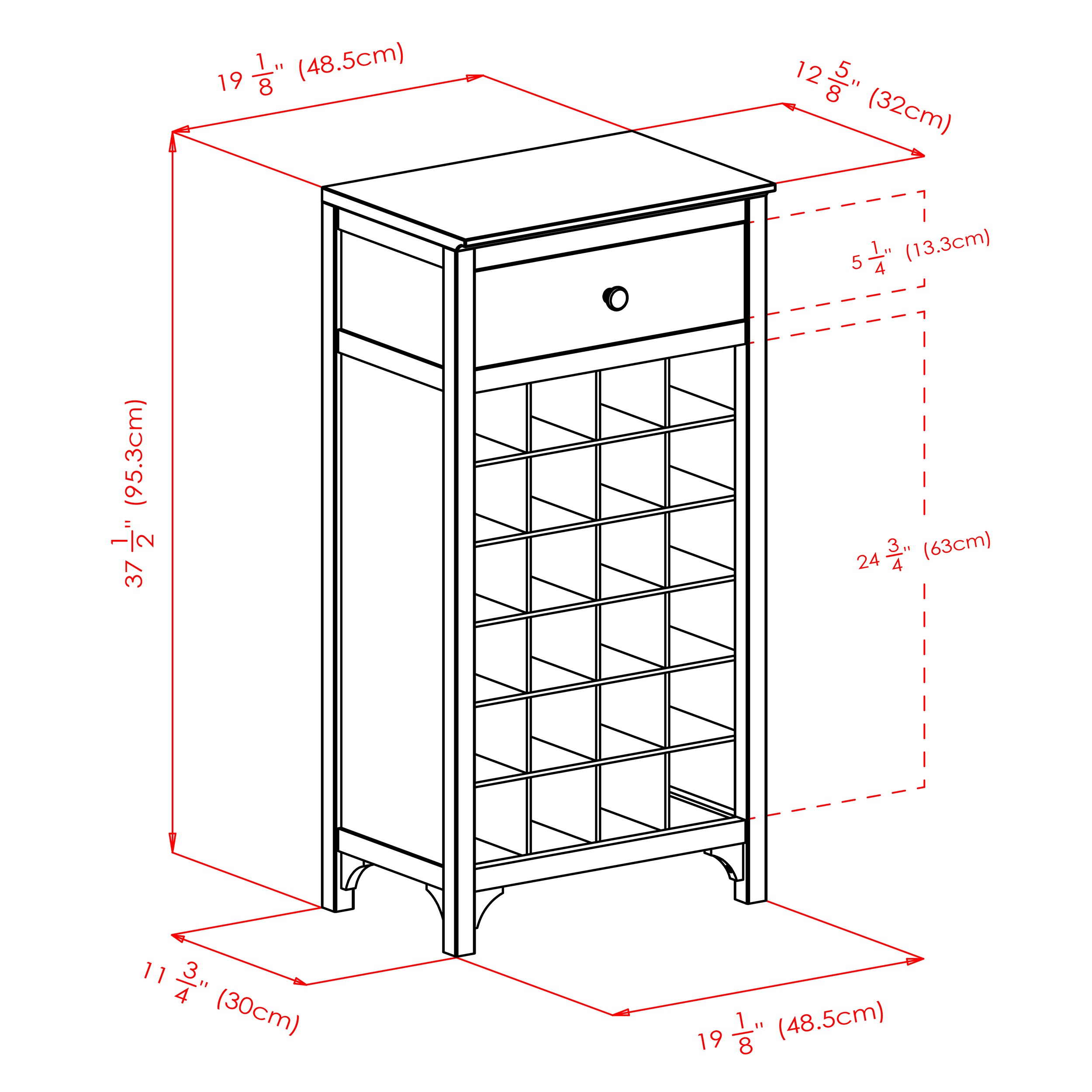 Espresso 24-Bottle Wine Cabinet with Drawer