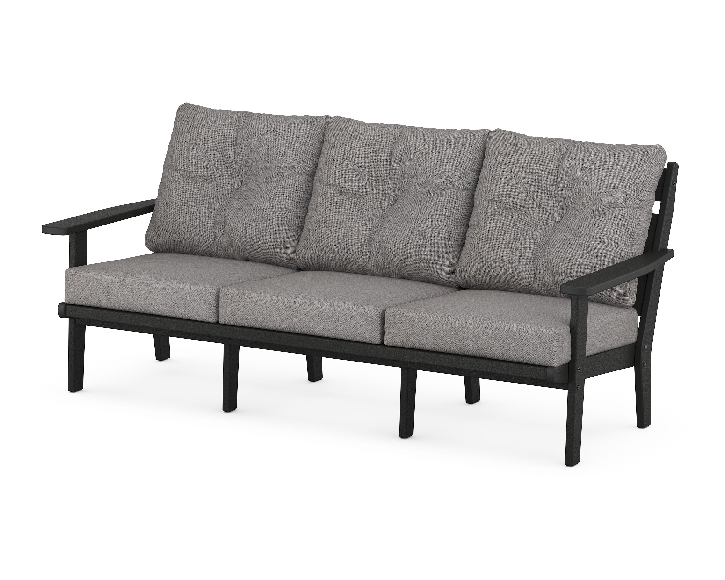 Plons munt ga winkelen allen + roth by POLYWOOD Oakport Outdoor Sofa with Black Cushion(S) and  Hdpe Frame in the Patio Sectionals & Sofas department at Lowes.com